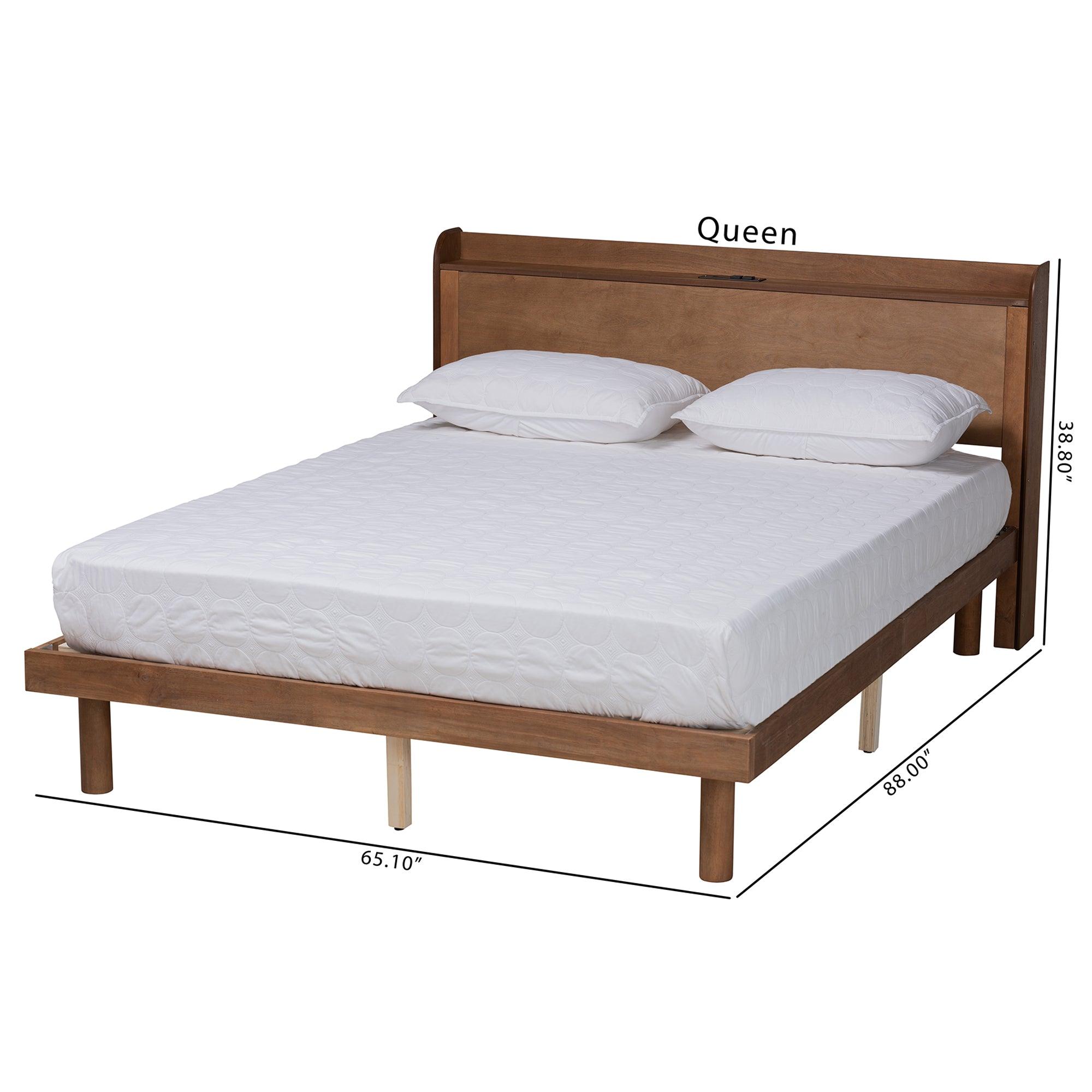 Decker Mid-Century Modern Transitional Finished Wood Platform Bed
