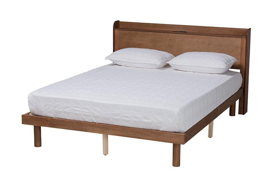 Decker Mid-Century Modern Transitional Finished Wood Platform Bed