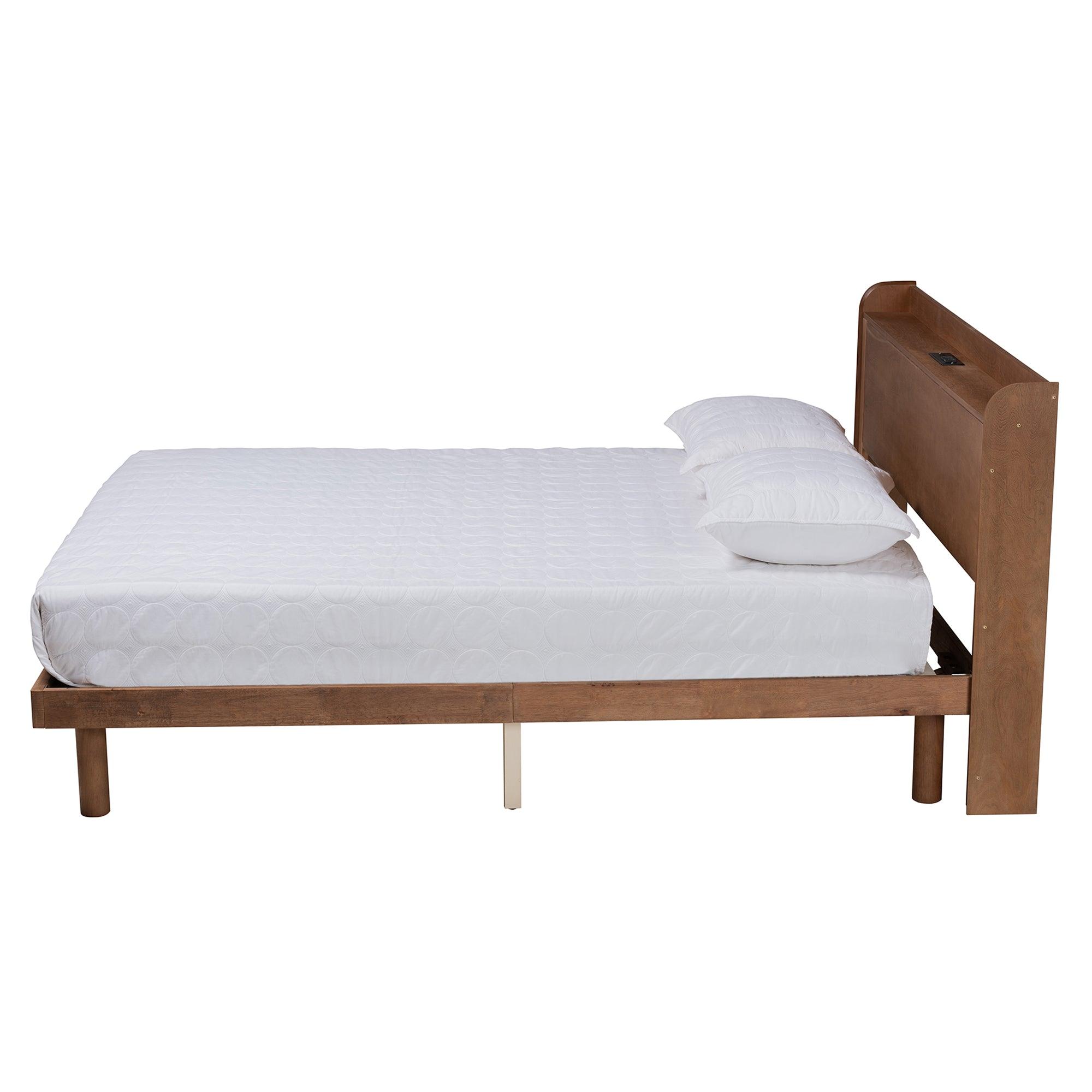Decker Mid-Century Modern Transitional Finished Wood Platform Bed