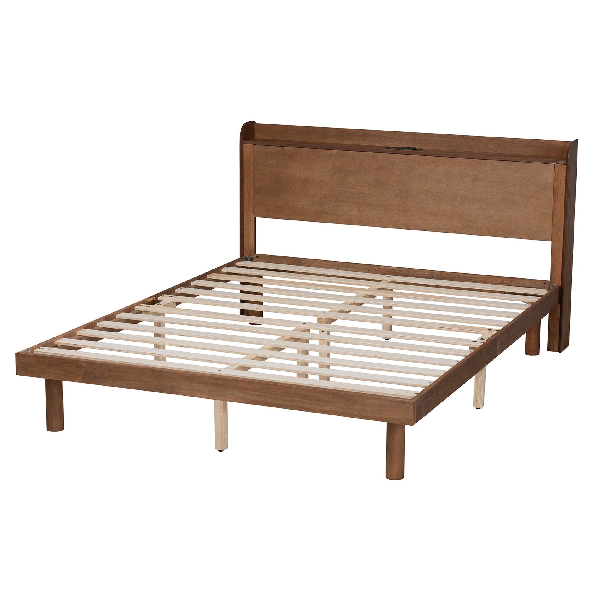 Decker Mid-Century Modern Transitional Finished Wood Platform Bed