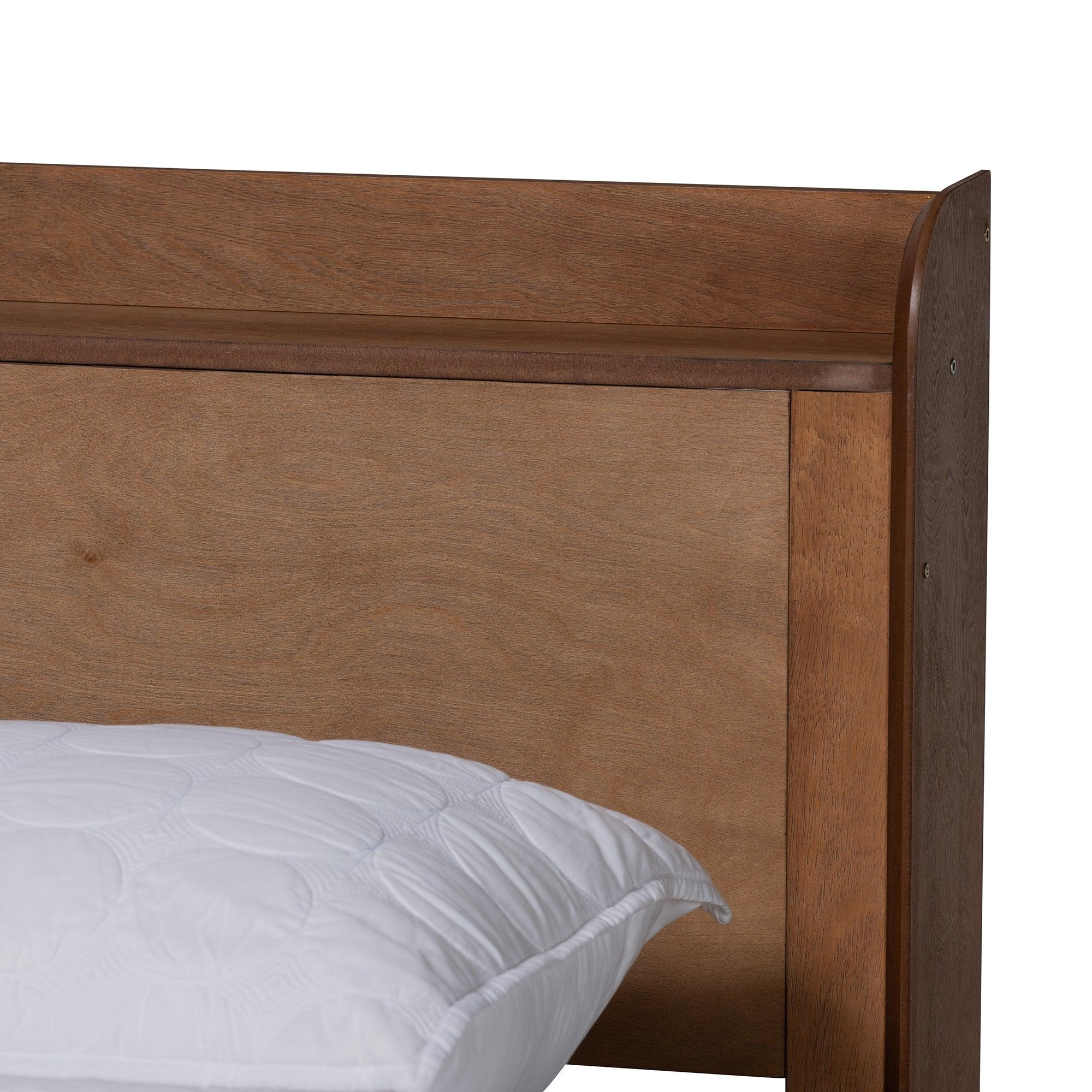 Decker Mid-Century Modern Transitional Finished Wood Platform Bed
