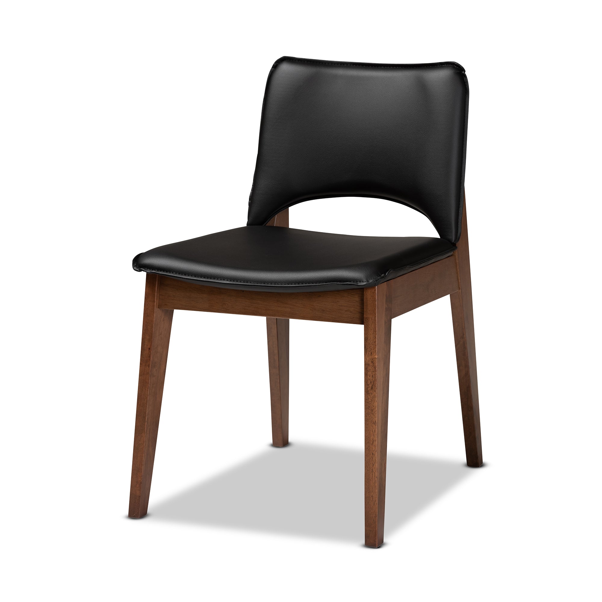 Afton Mid-Century Modern Faux Leather Upholstered and Finished Wood 7-Piece Dining Set
