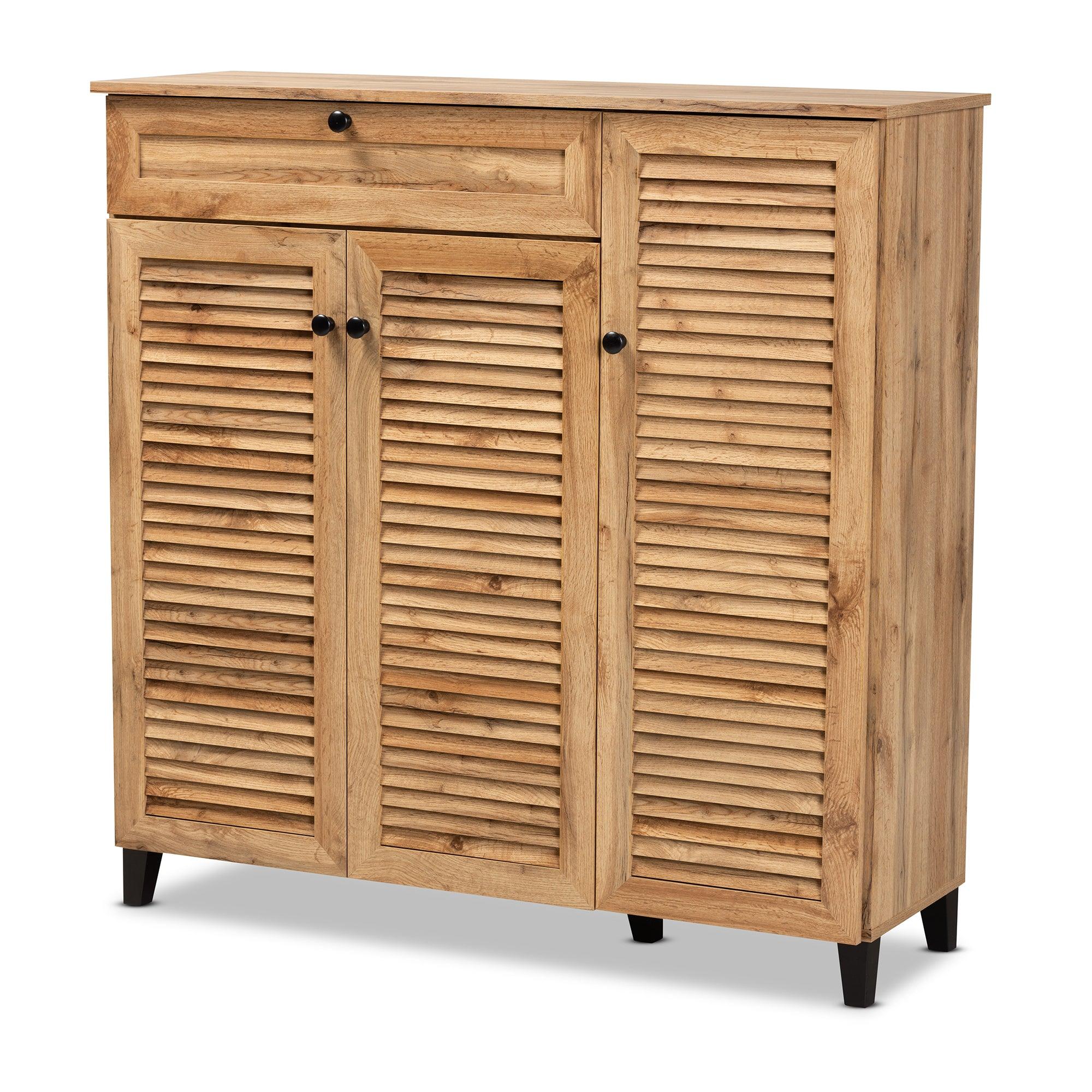 Coolidge Modern and Contemporary Finished Wood 3-Door Shoe Storage Cabinet