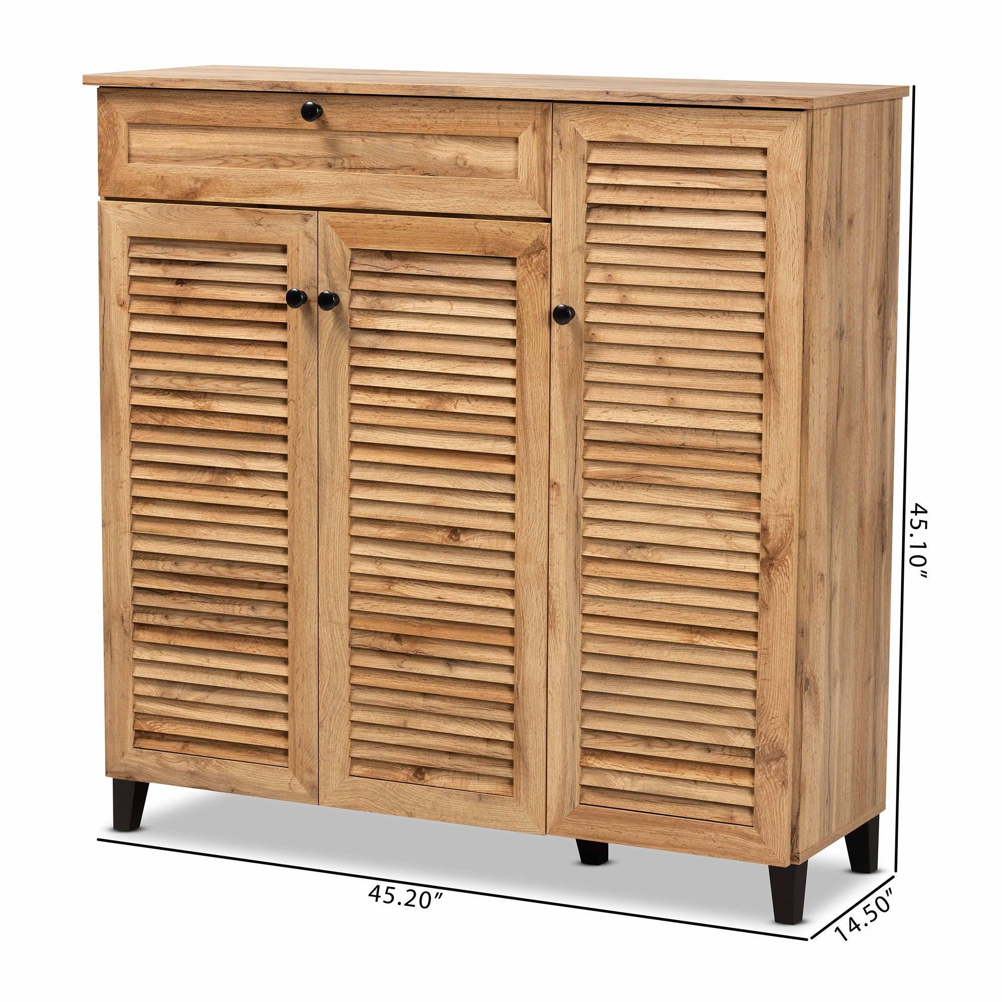 Coolidge Modern and Contemporary Finished Wood 3-Door Shoe Storage Cabinet
