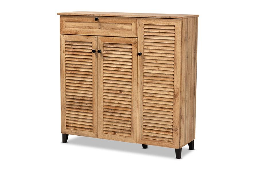 Coolidge Modern and Contemporary Finished Wood 3-Door Shoe Storage Cabinet