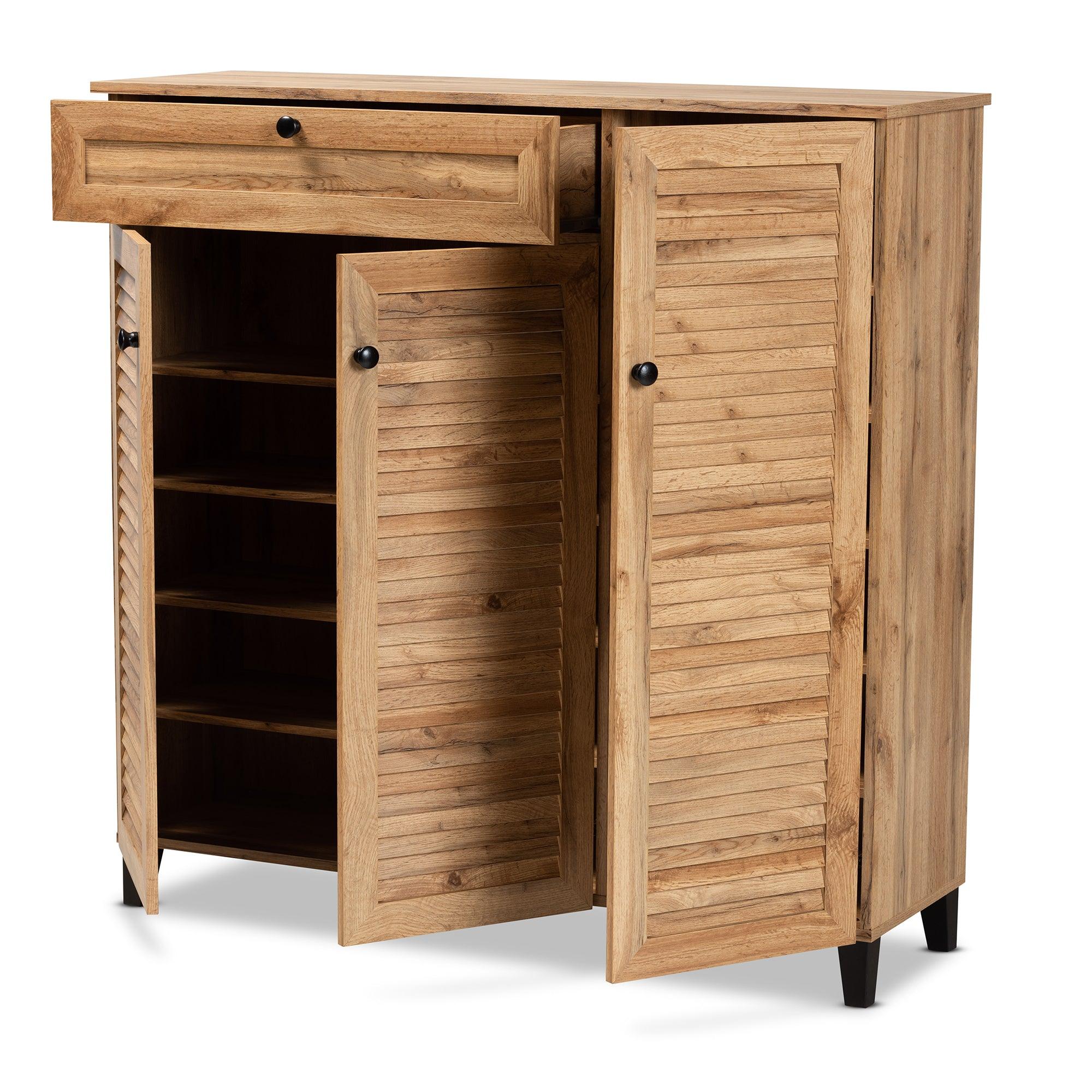 Coolidge Modern and Contemporary Finished Wood 3-Door Shoe Storage Cabinet