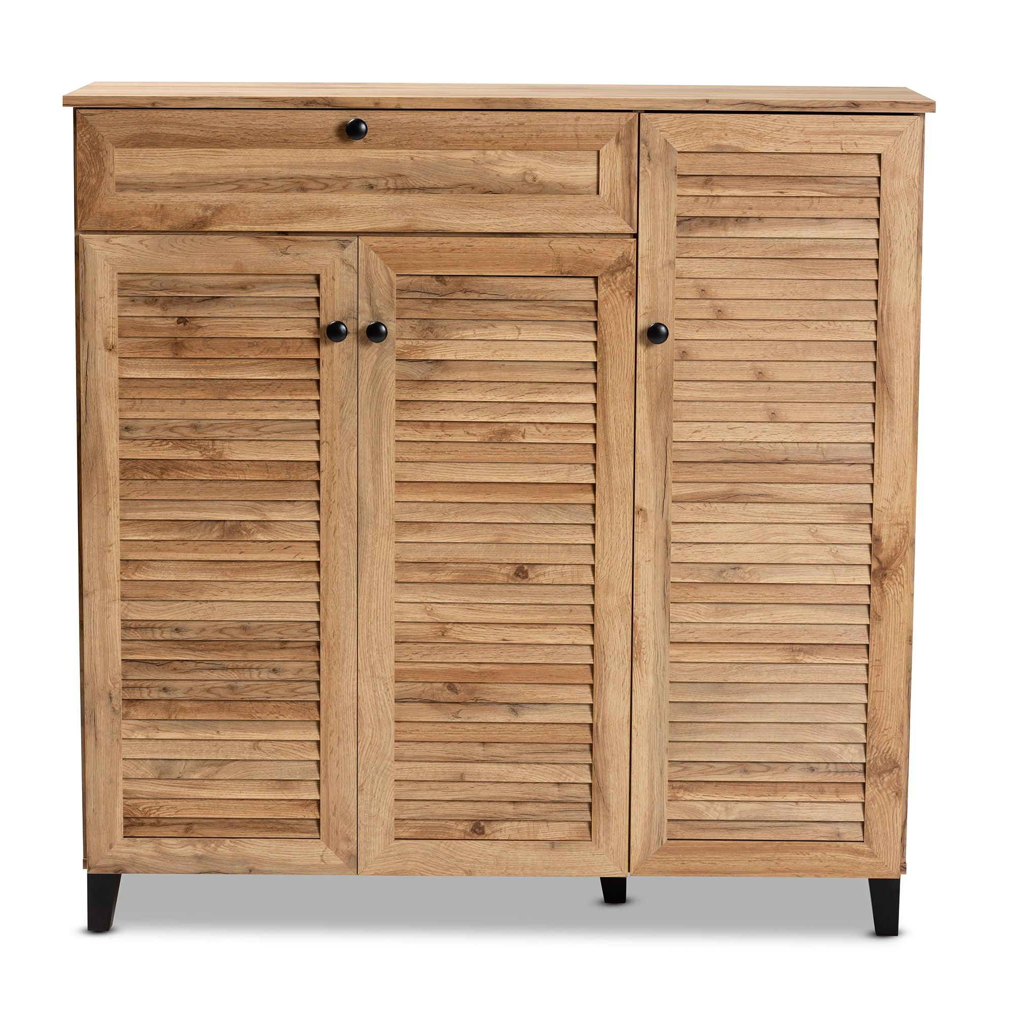 Coolidge Modern and Contemporary Finished Wood 3-Door Shoe Storage Cabinet