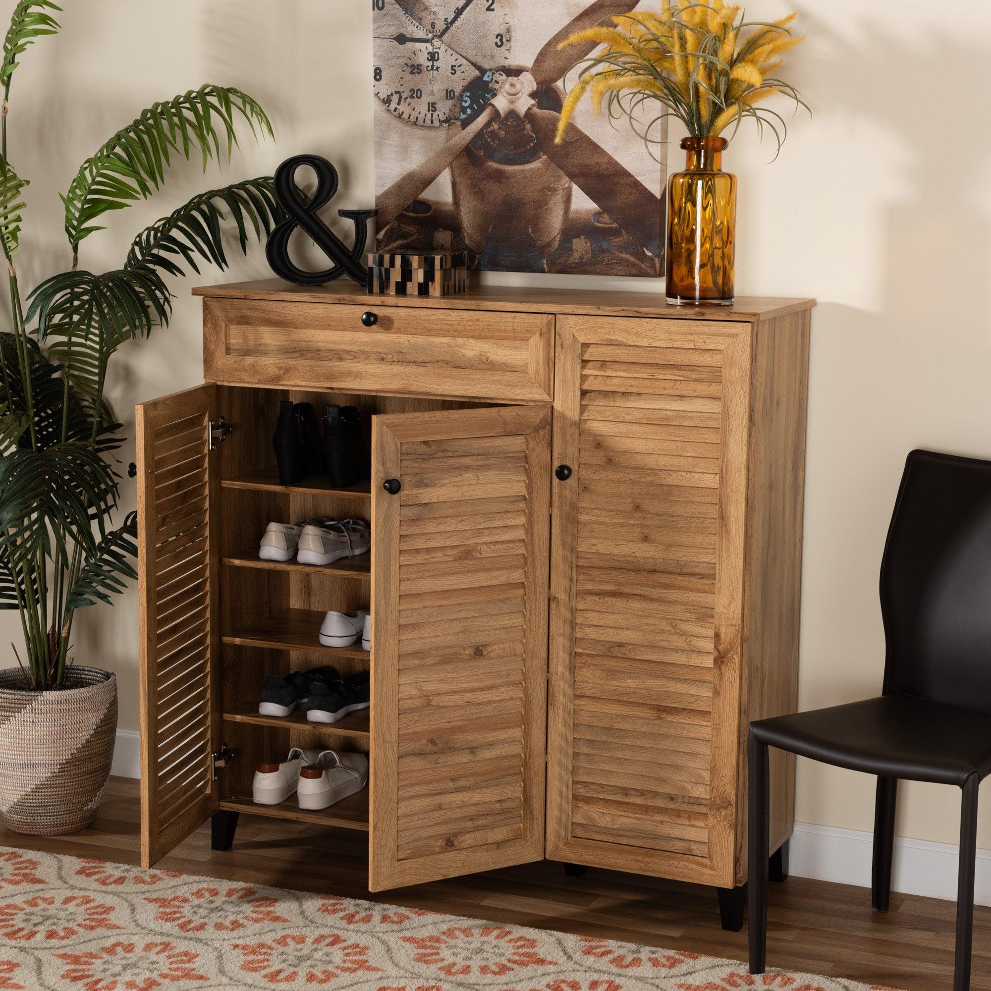 Coolidge Modern and Contemporary Finished Wood 3-Door Shoe Storage Cabinet