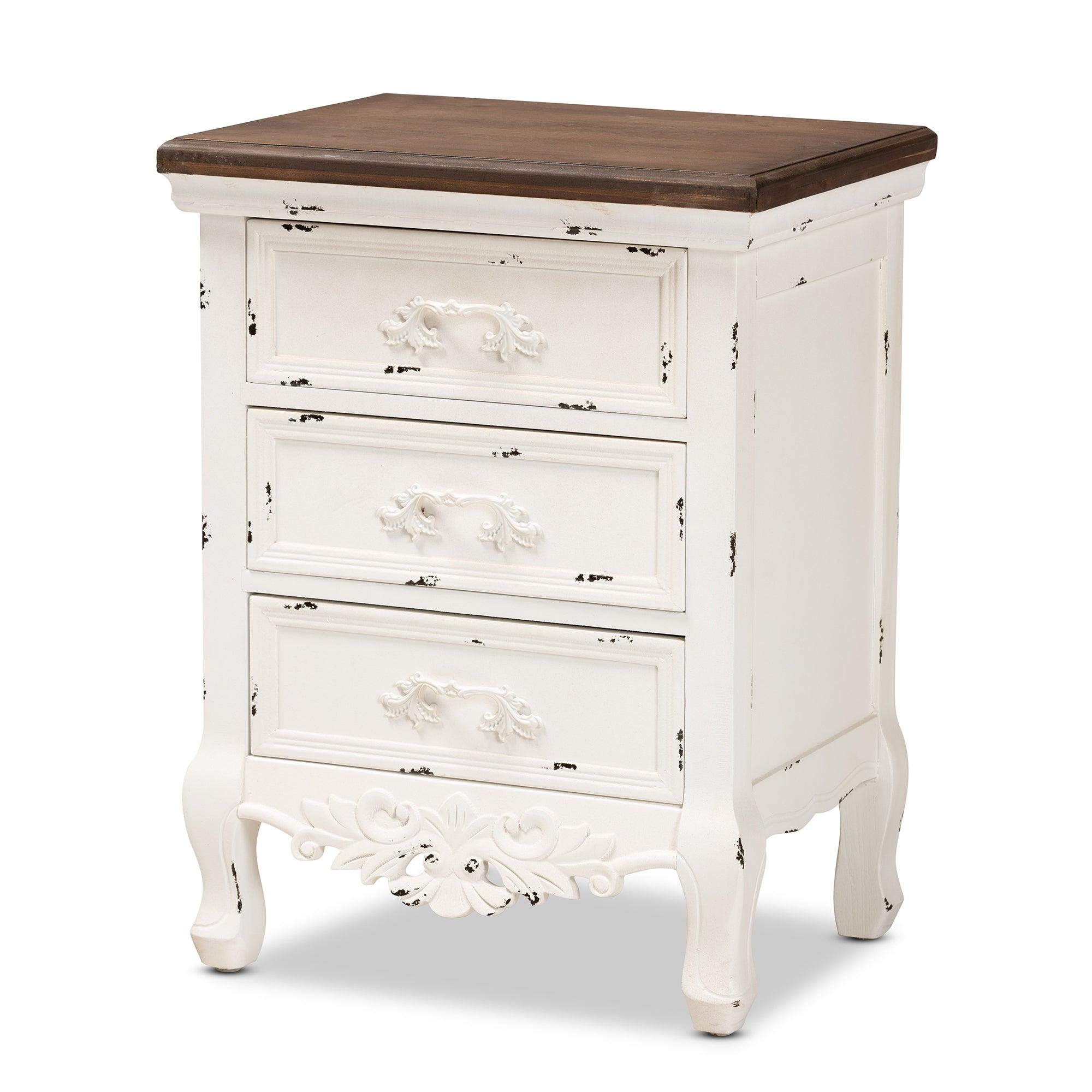 Levron Classic and Traditional and Antique Finished Wood 3-Drawer End Table