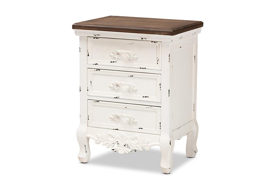 Levron Classic and Traditional and Antique Finished Wood 3-Drawer End Table