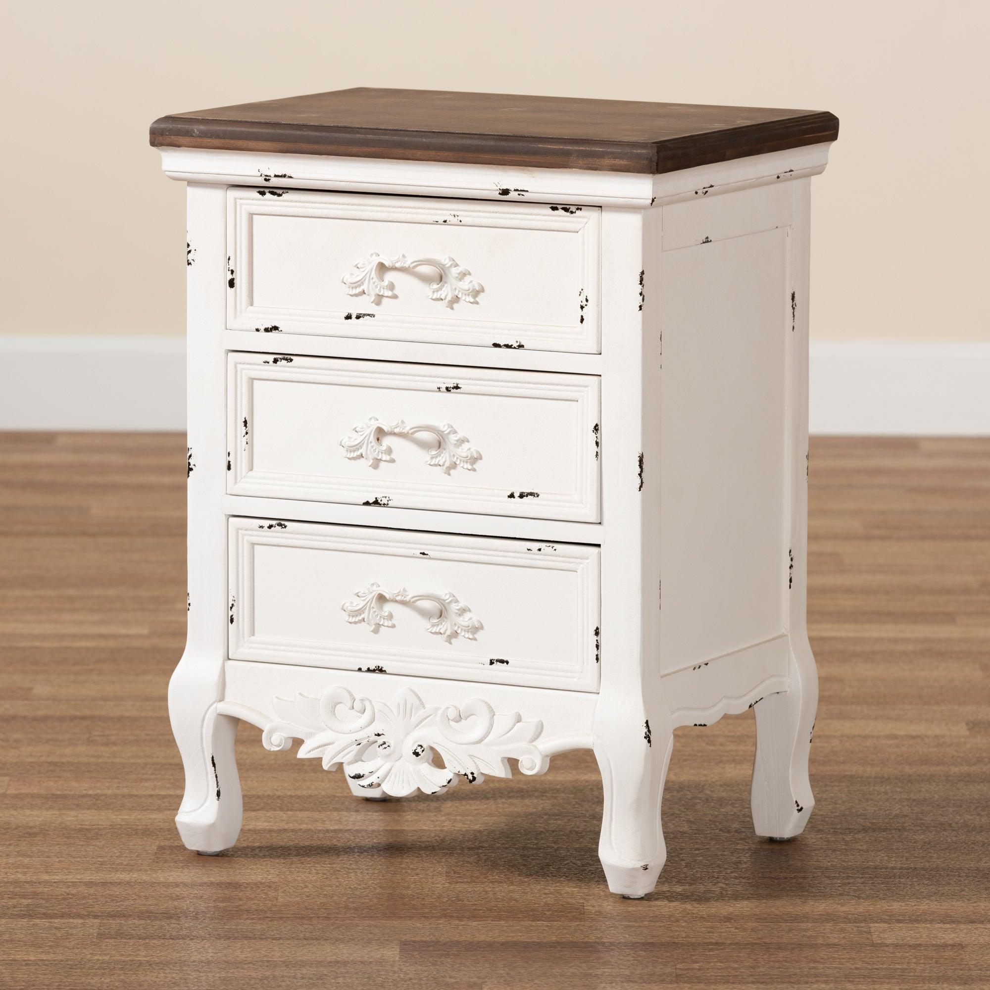 Levron Classic and Traditional and Antique Finished Wood 3-Drawer End Table