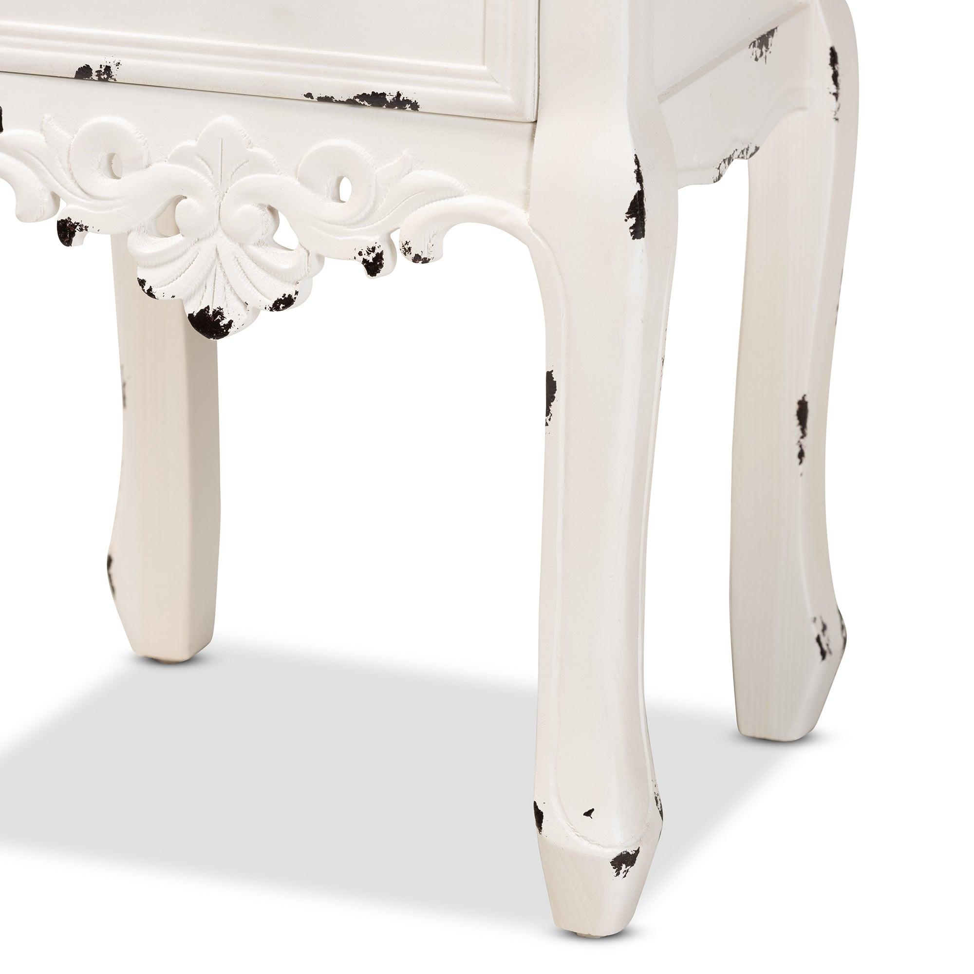 Levron Classic and Traditional Two-Tone and Antique Finished Wood 2-Drawer End Table