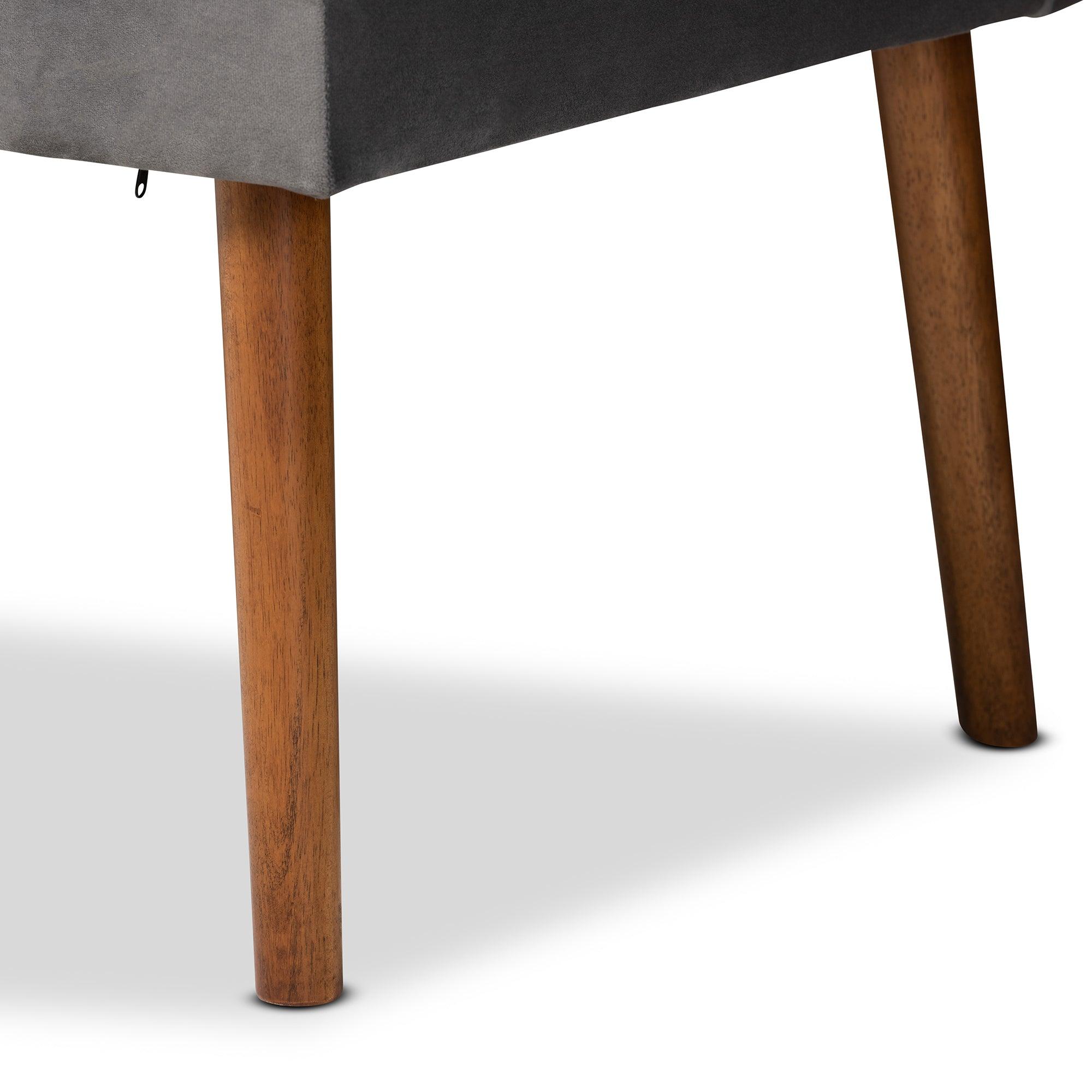 Alvis Mid-Century Modern Velvet Upholstered and Finished Wood 4-Piece Dining Nook Set