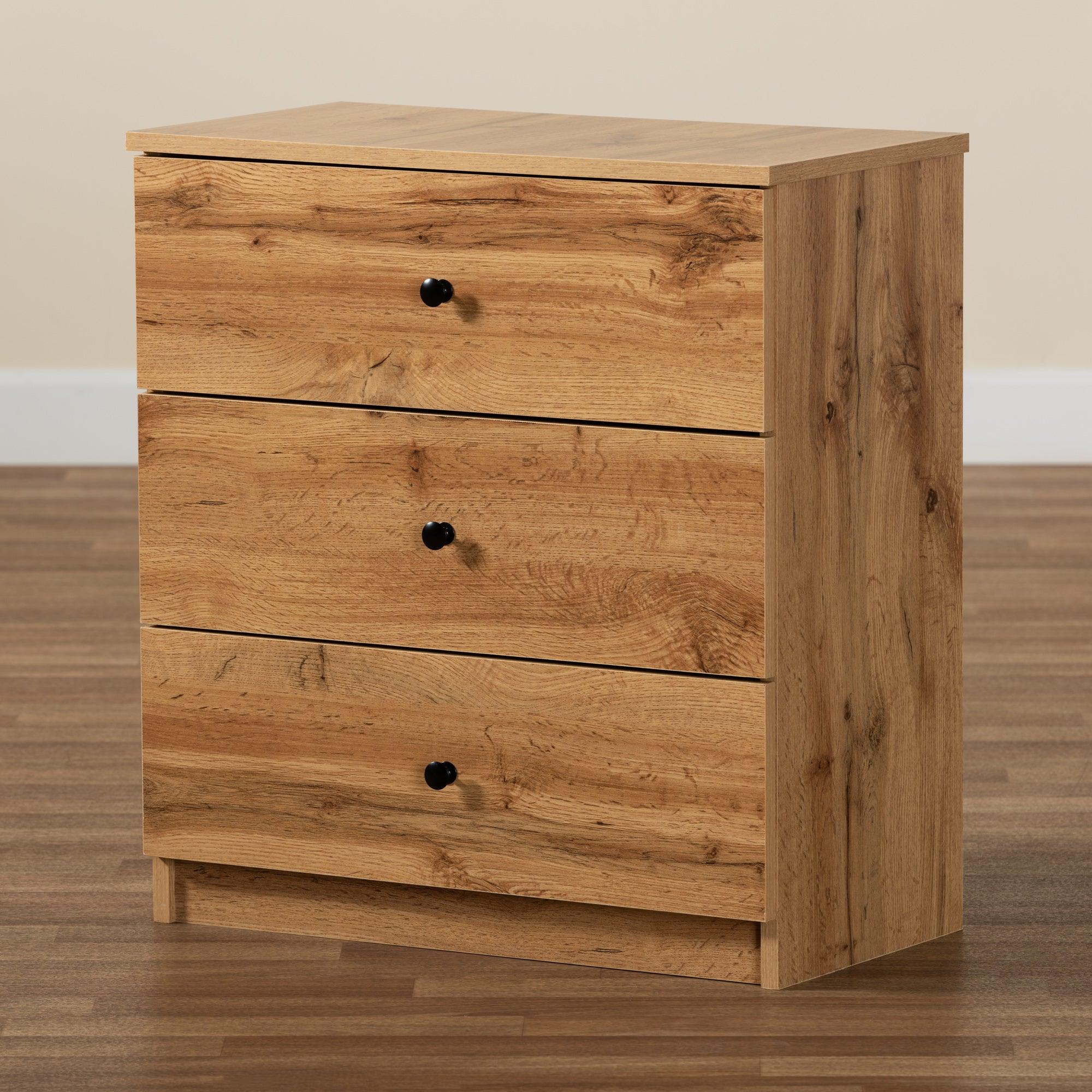 Decon Modern and Contemporary Finished Wood 3-Drawer Storage Chest