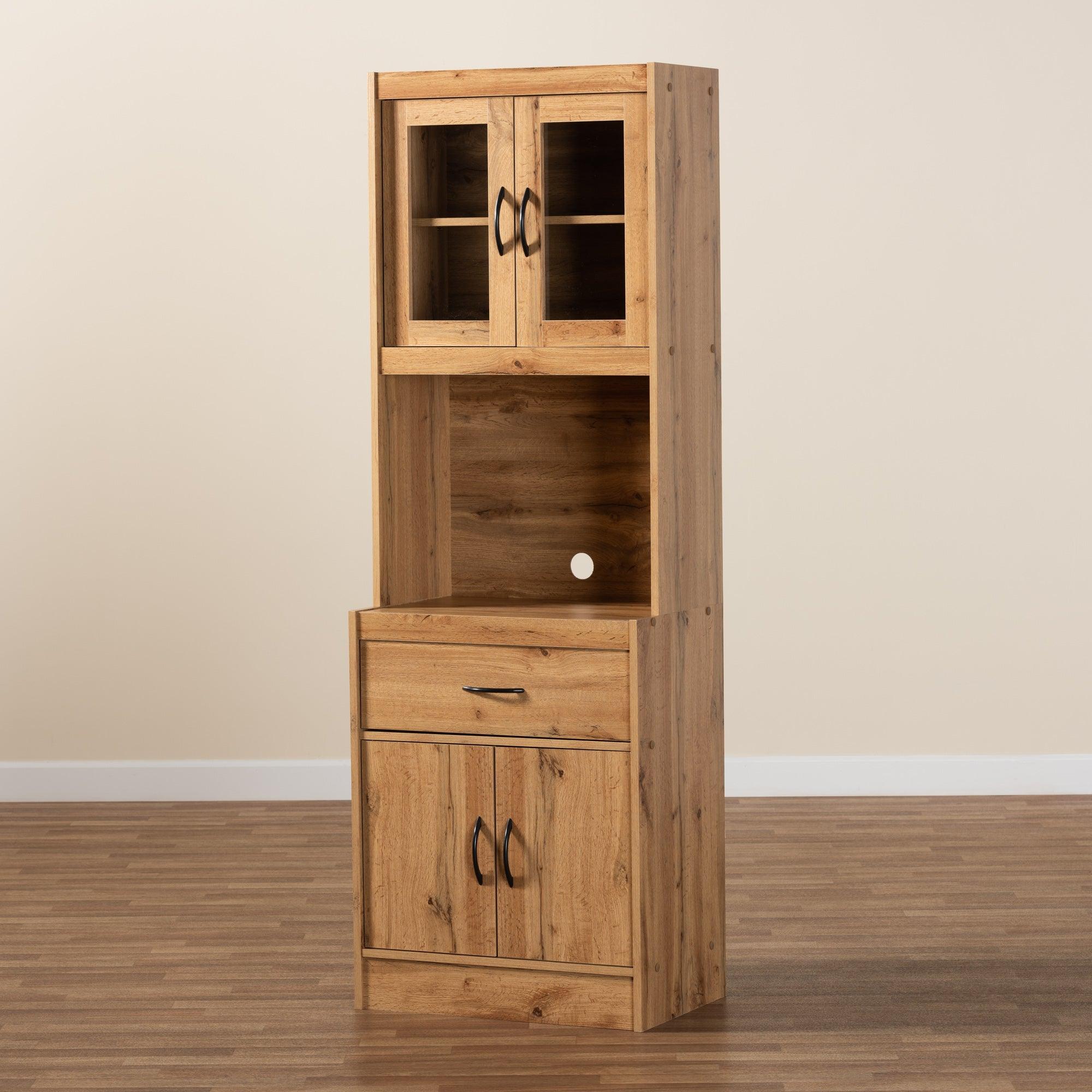 Laurana Modern and Contemporary Finished Wood Kitchen Cabinet and Hutch
