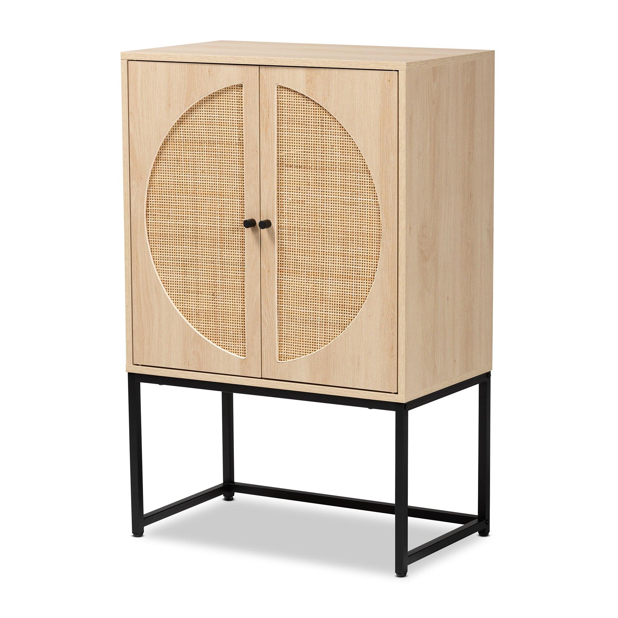 Ardon Bohemian Light Finished Wood and Metal 2-Door Storage Cabinet