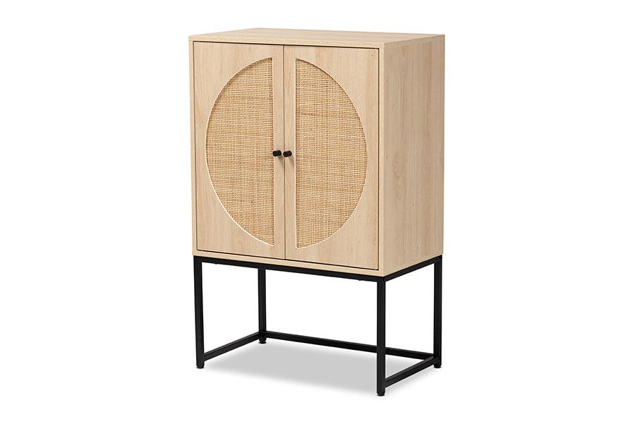 Ardon Bohemian Light Finished Wood and Metal 2-Door Storage Cabinet