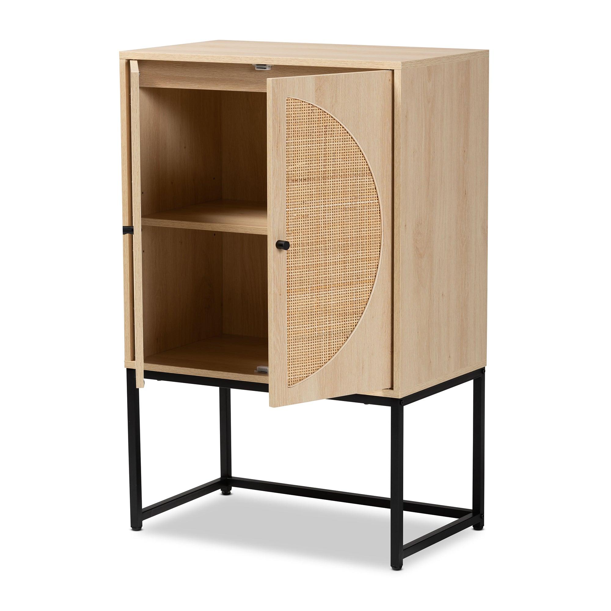 Ardon Bohemian Light Finished Wood and Metal 2-Door Storage Cabinet