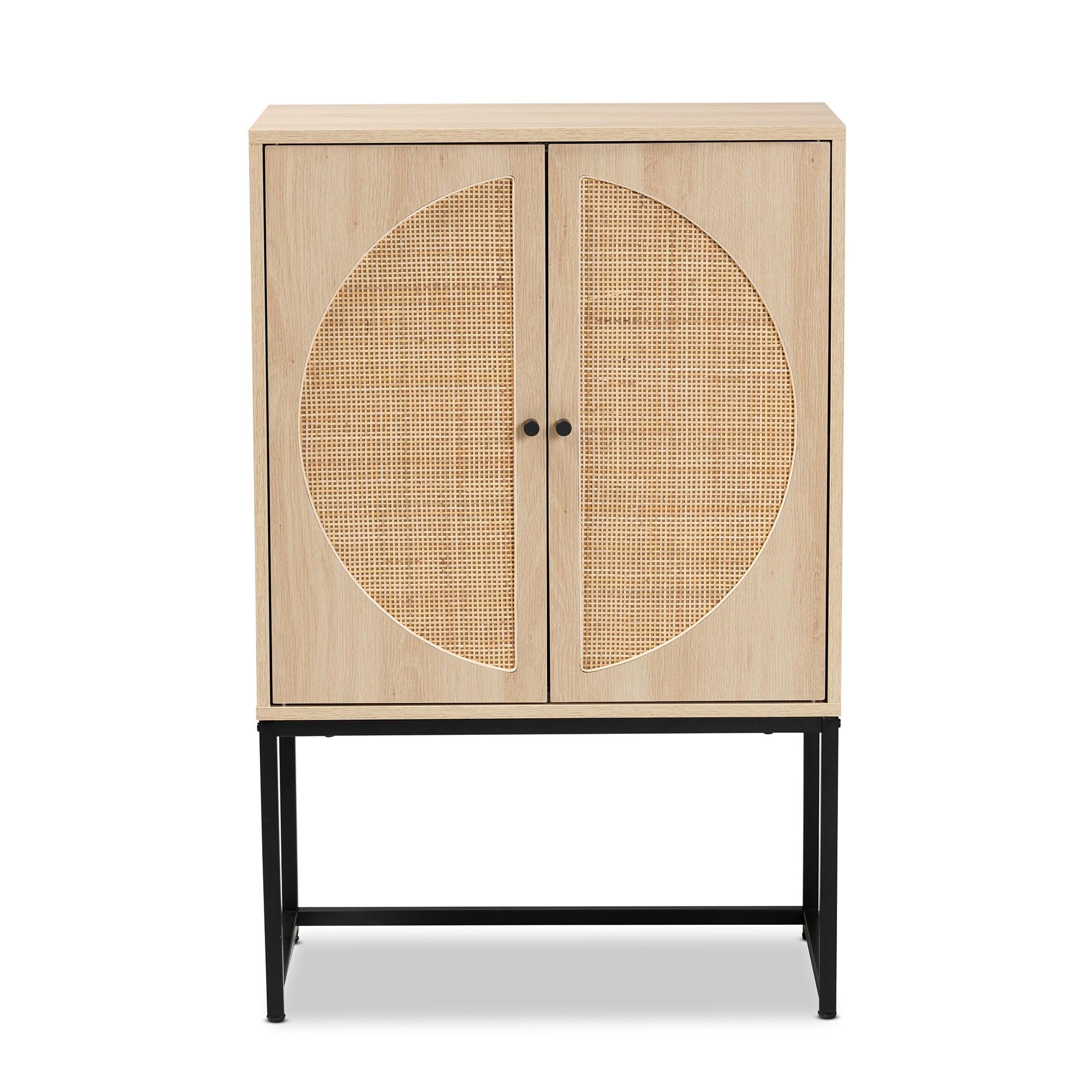 Ardon Bohemian Light Finished Wood and Metal 2-Door Storage Cabinet