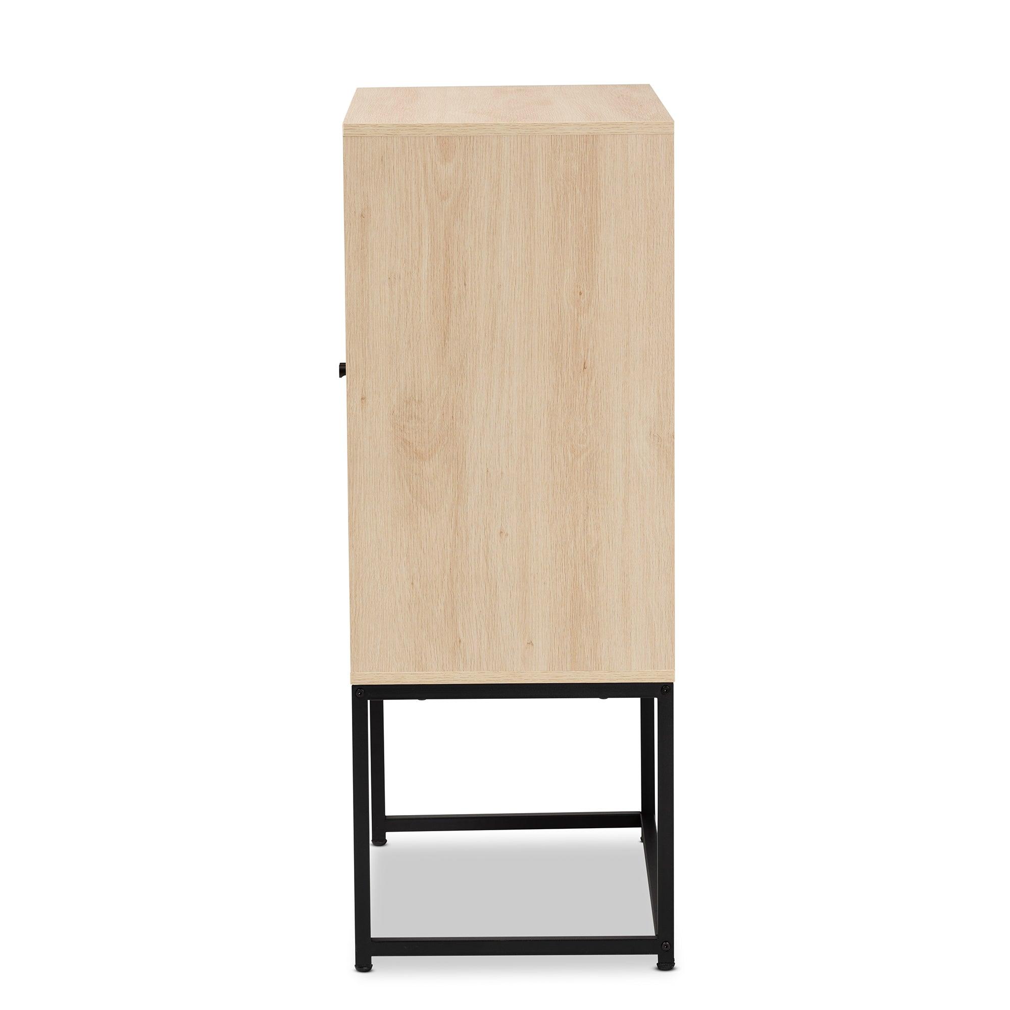 Ardon Bohemian Light Finished Wood and Metal 2-Door Storage Cabinet