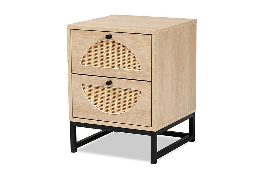 Ardon Bohemian Light Finished Wood and Metal 2-Drawer End Table