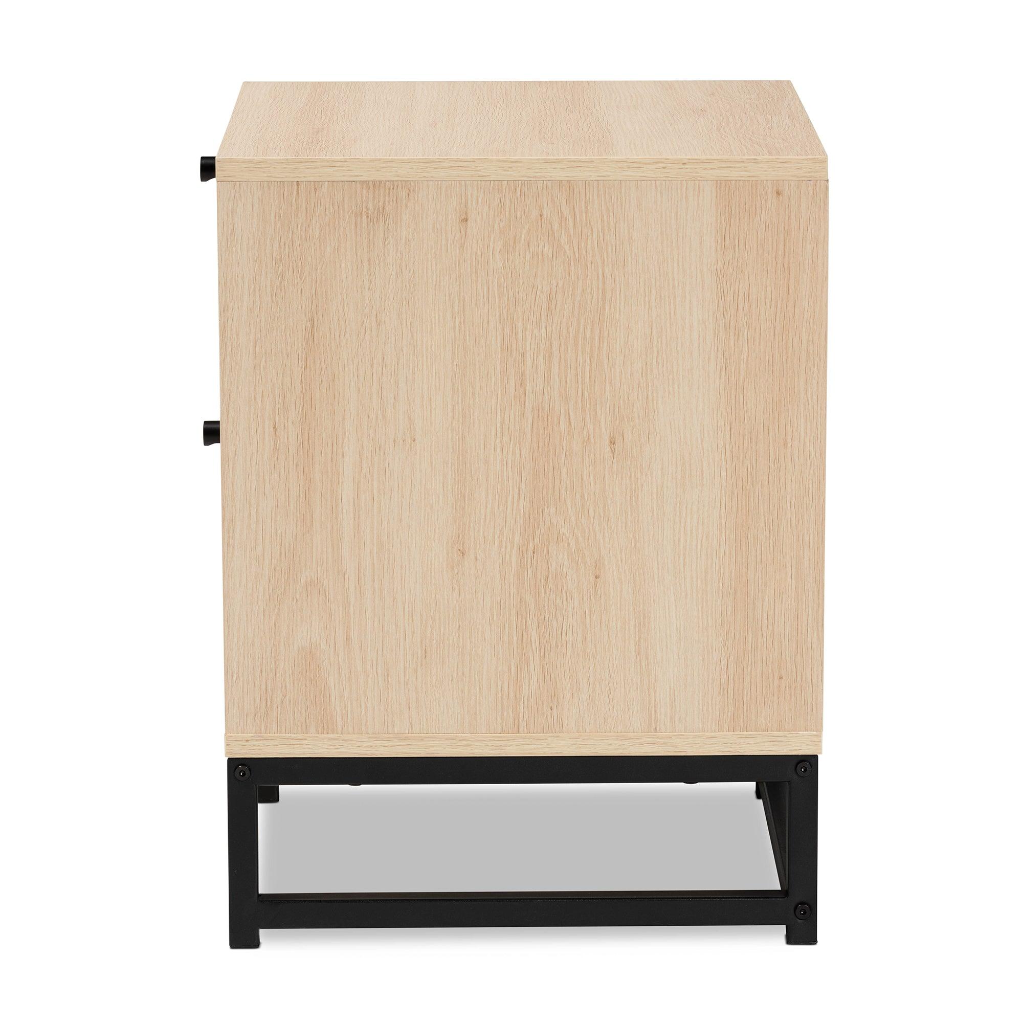 Ardon Bohemian Light Finished Wood and Metal 2-Drawer End Table