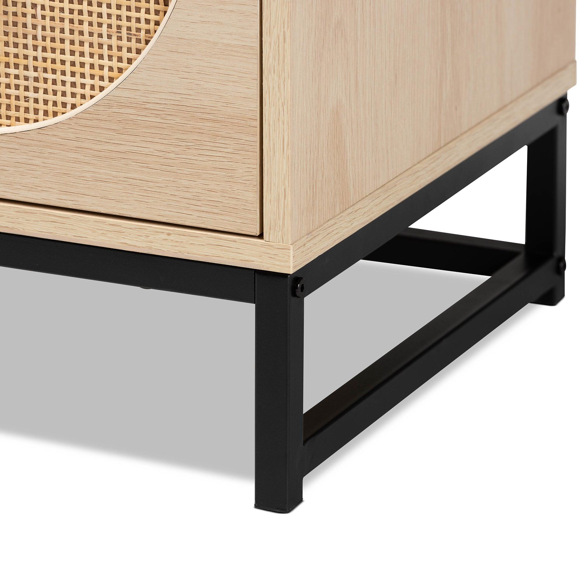 Ardon Bohemian Light Finished Wood and Metal 2-Drawer End Table