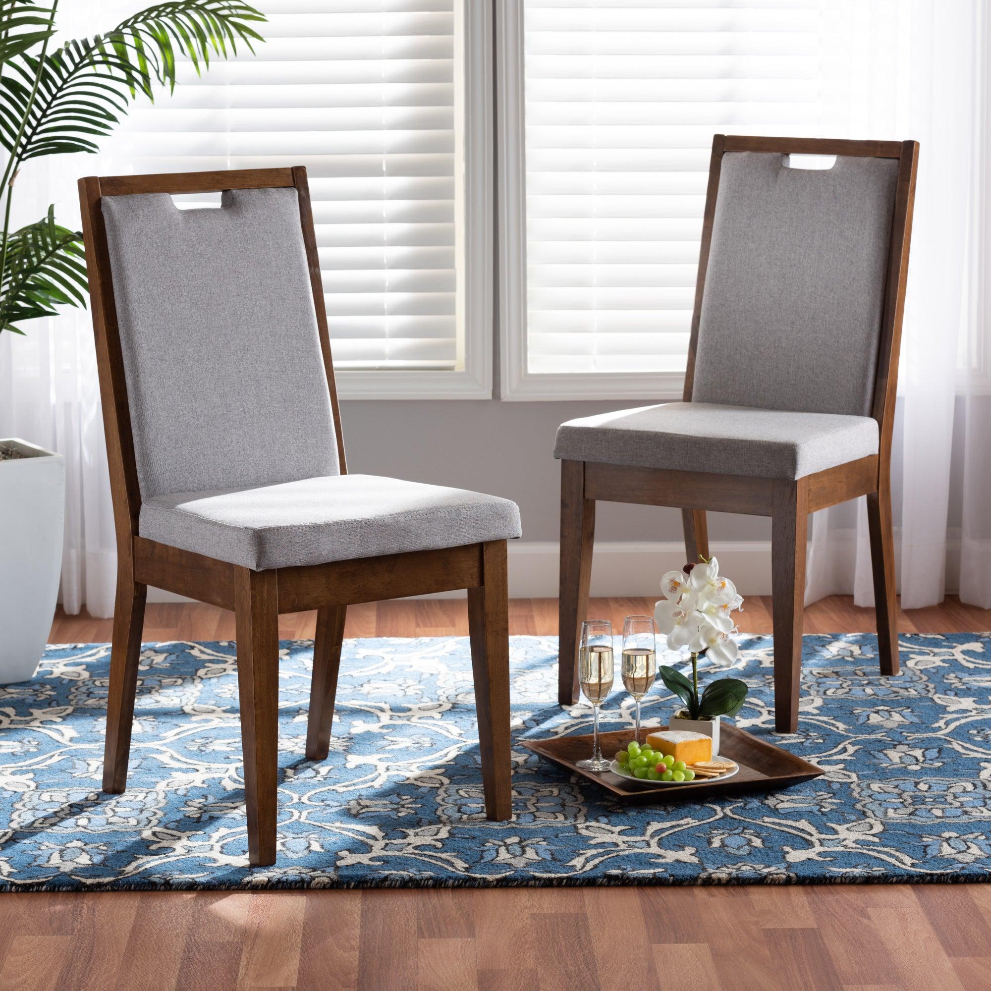 Octavia Modern and Contemporary Fabric Upholstered and Finished Wood 2-Piece Dining Chair Set