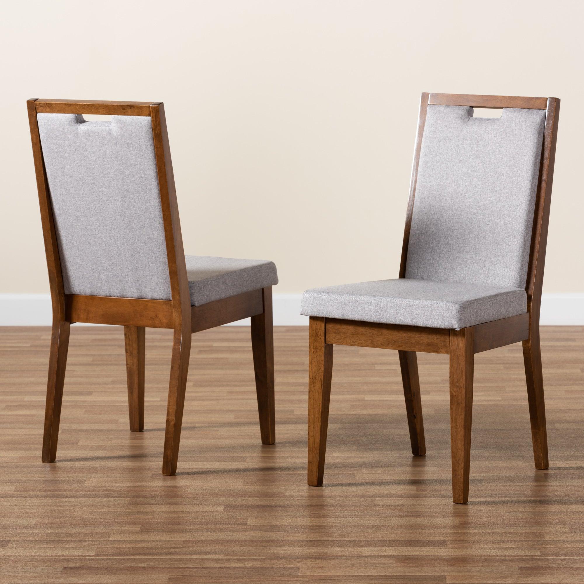 Octavia Modern and Contemporary Fabric Upholstered and Finished Wood 2-Piece Dining Chair Set