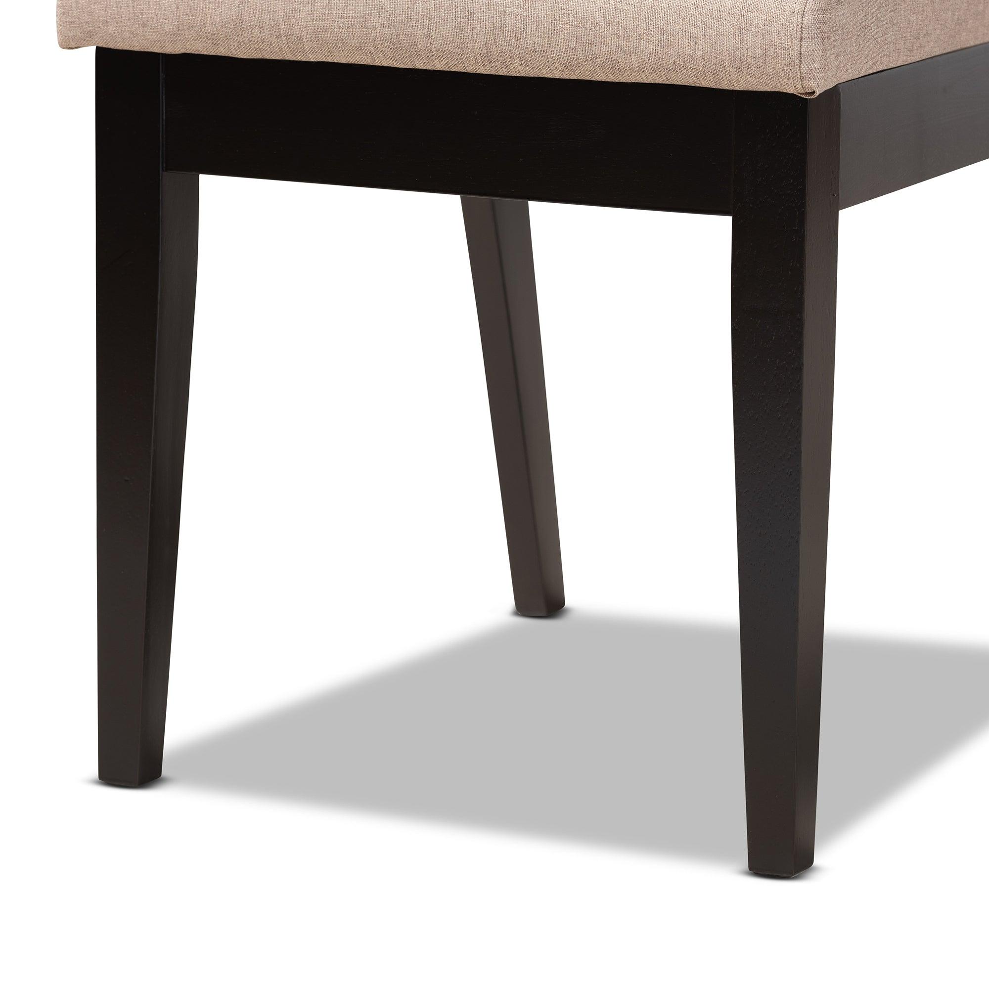 Suvi Modern and Contemporary Sand Fabric Upholstered and Finished Wood 7-Piece Dining Set