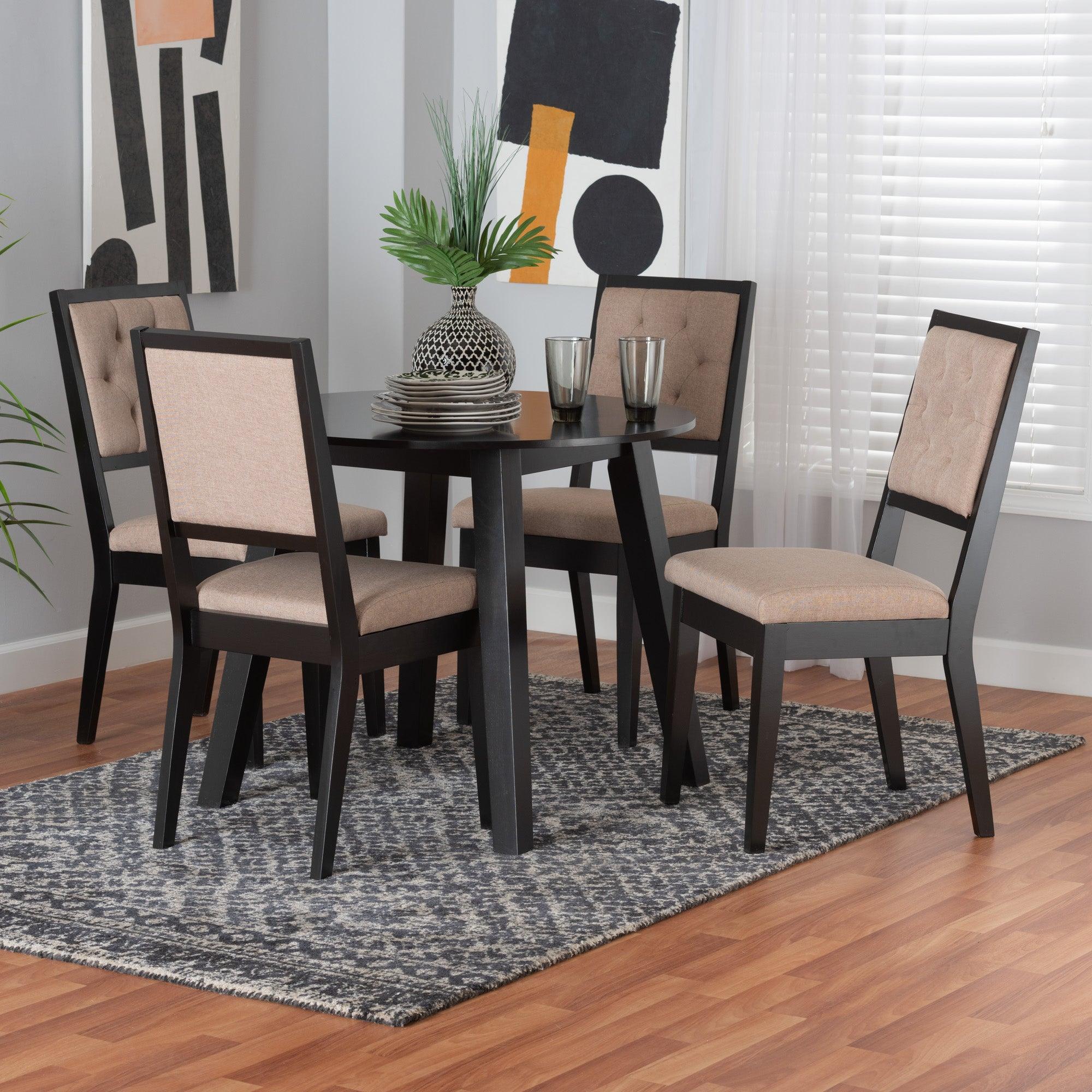 Alani Modern Fabric and Finished Wood 5-Piece Dining Set