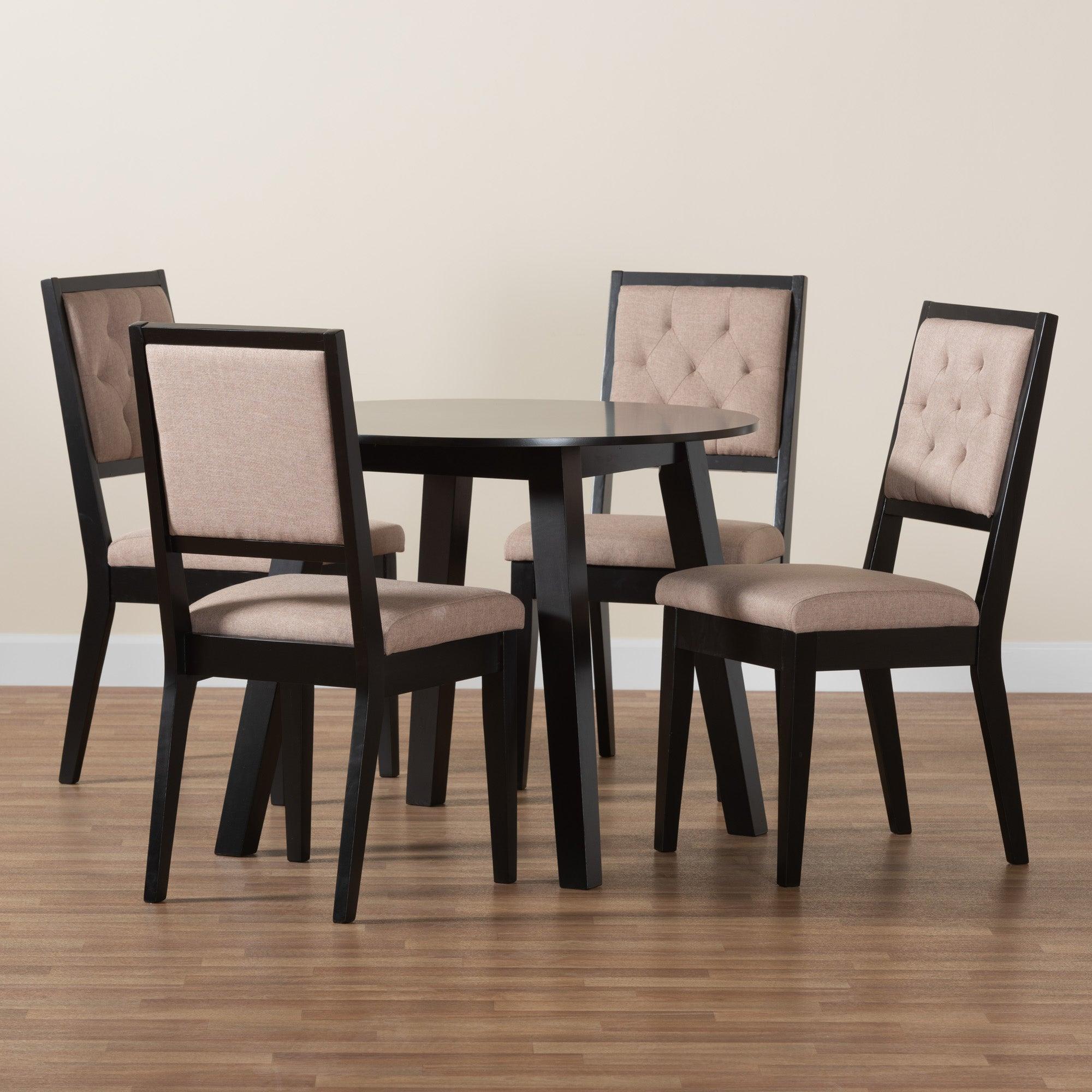 Alani Modern Fabric and Finished Wood 5-Piece Dining Set