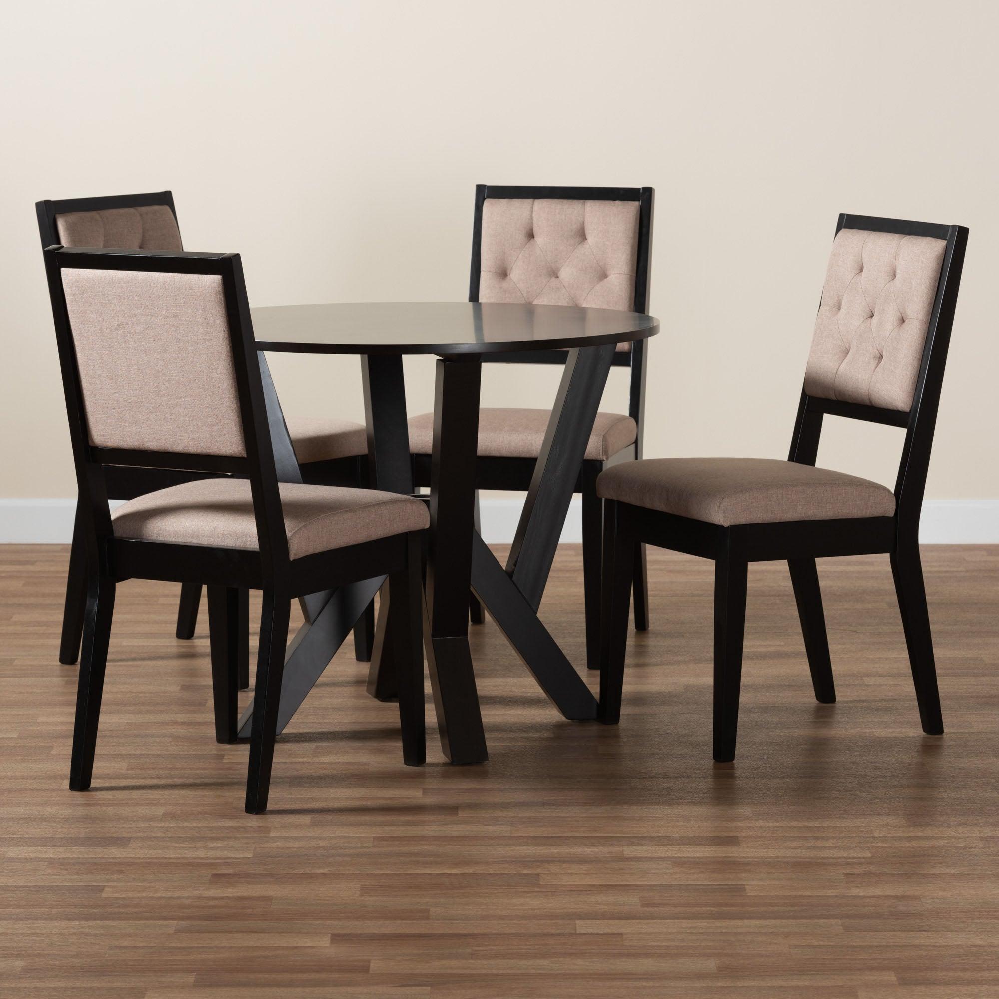 Kai Modern Sand Fabric and Finished Wood 5-Piece Dining Set