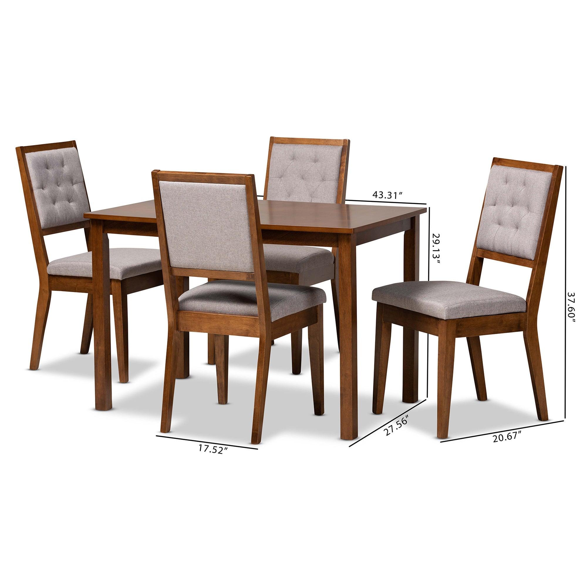 Suvi Modern and Contemporary Fabric Upholstered and Finished Wood 5-Piece Dining Set