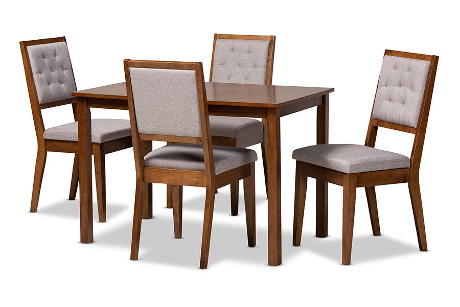 Suvi Modern and Contemporary Fabric Upholstered and Finished Wood 5-Piece Dining Set