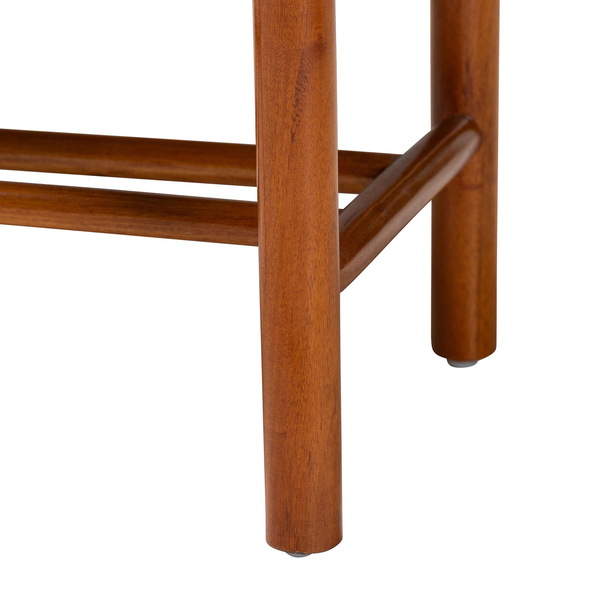 Saura Mid-Century Modern Finished Wood and Hemp Accent Bench