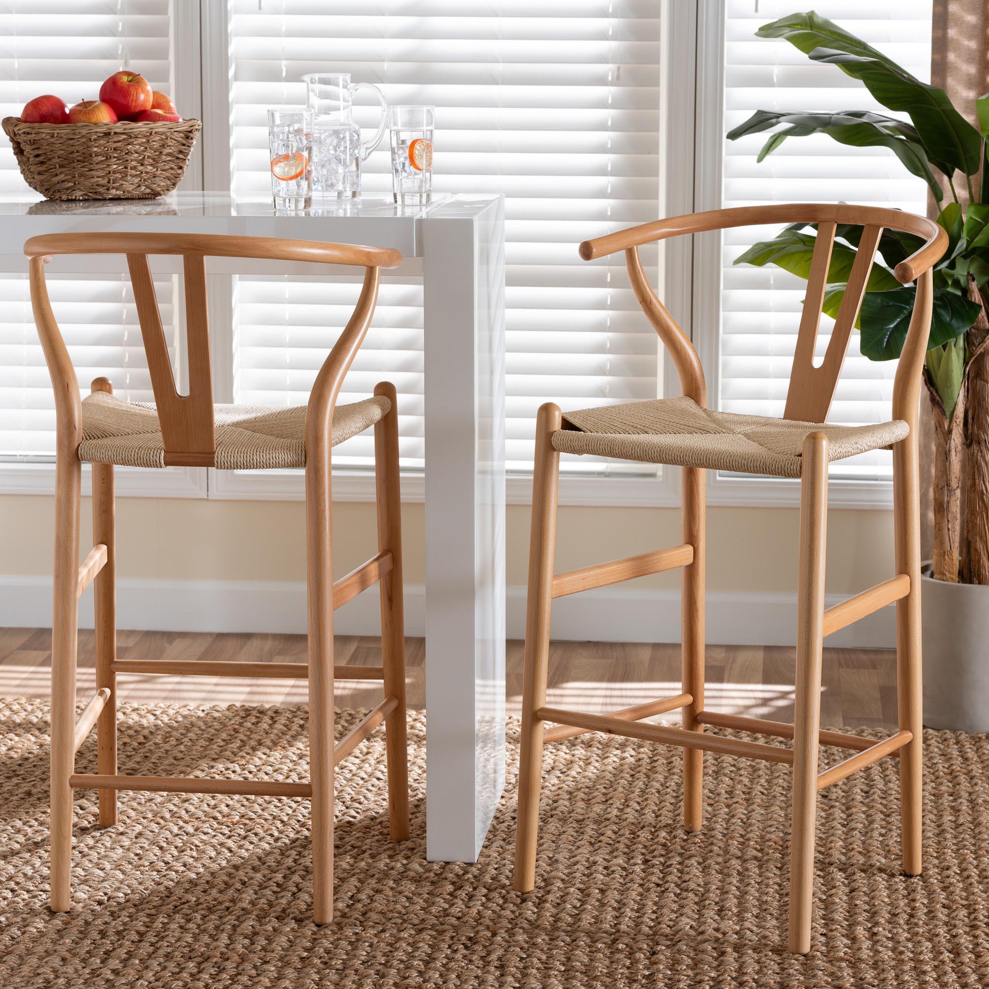 Paxton Modern and Contemporary Finished Wood 2-Piece Bar Stool Set