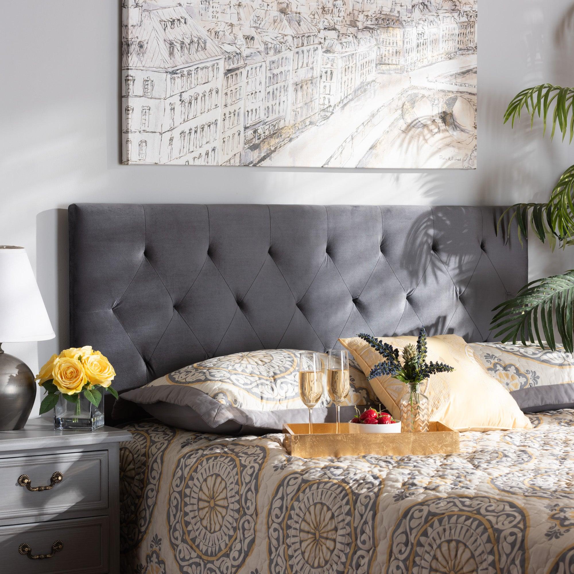 Felix Modern and Contemporary Velvet Fabric Upholstered Headboard