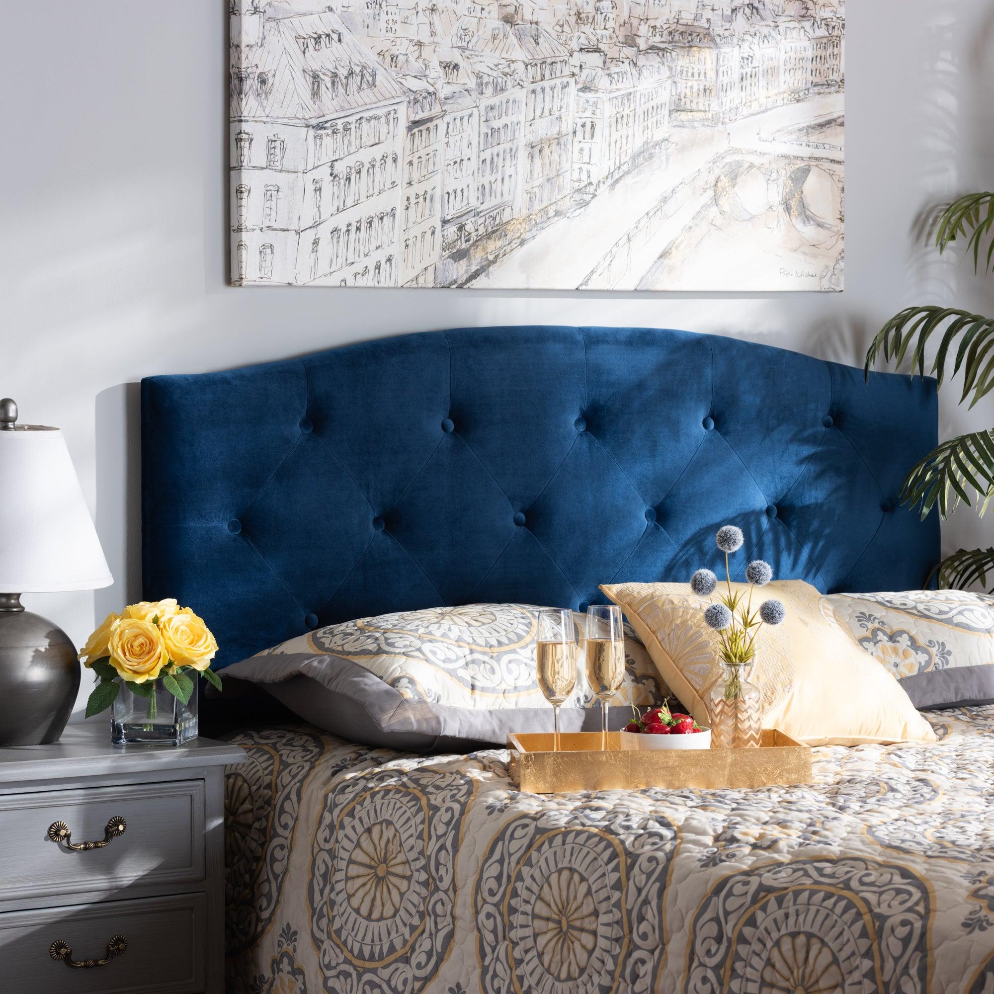 Leone Modern and Contemporary Velvet Fabric Upholstered Headboard