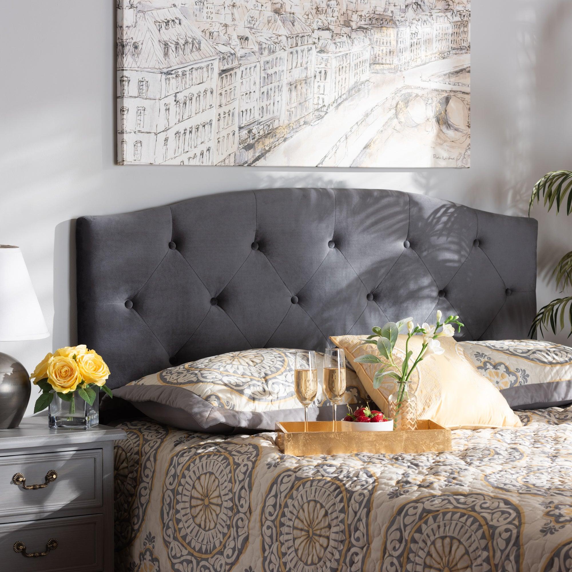 Leone Modern and Contemporary Velvet Fabric Upholstered Headboard
