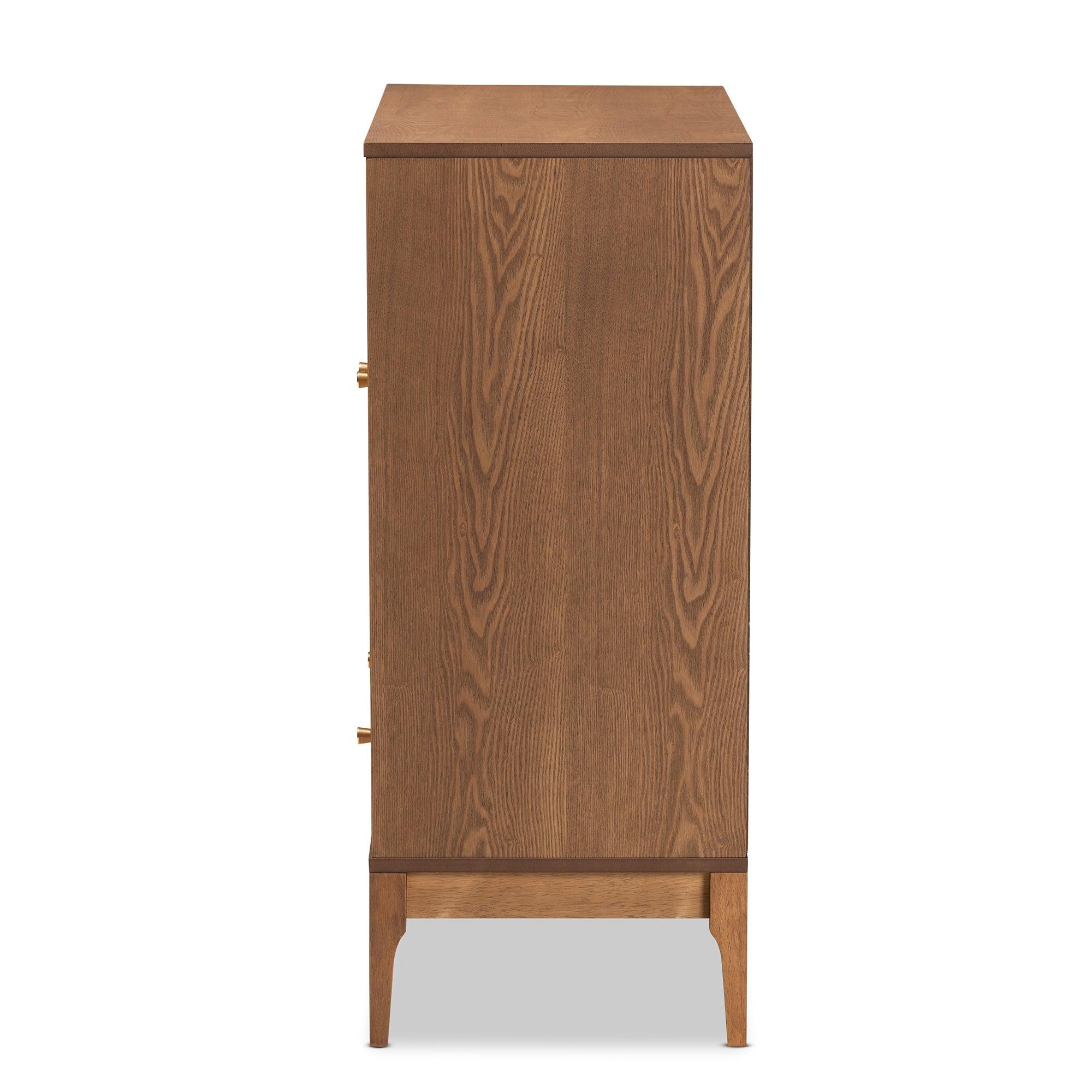 Ramiel Mid-Century Modern Ash Finished Wood and Rattan 1-Drawer Sideboard
