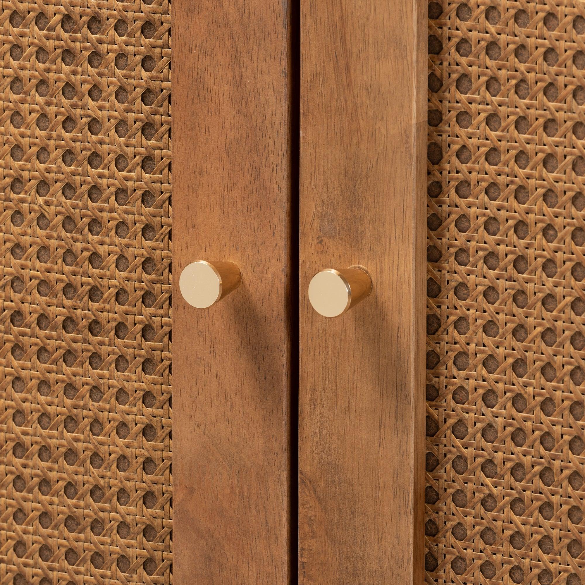 Ramiel Mid-Century Modern Ash Finished Wood and Rattan 1-Drawer Sideboard