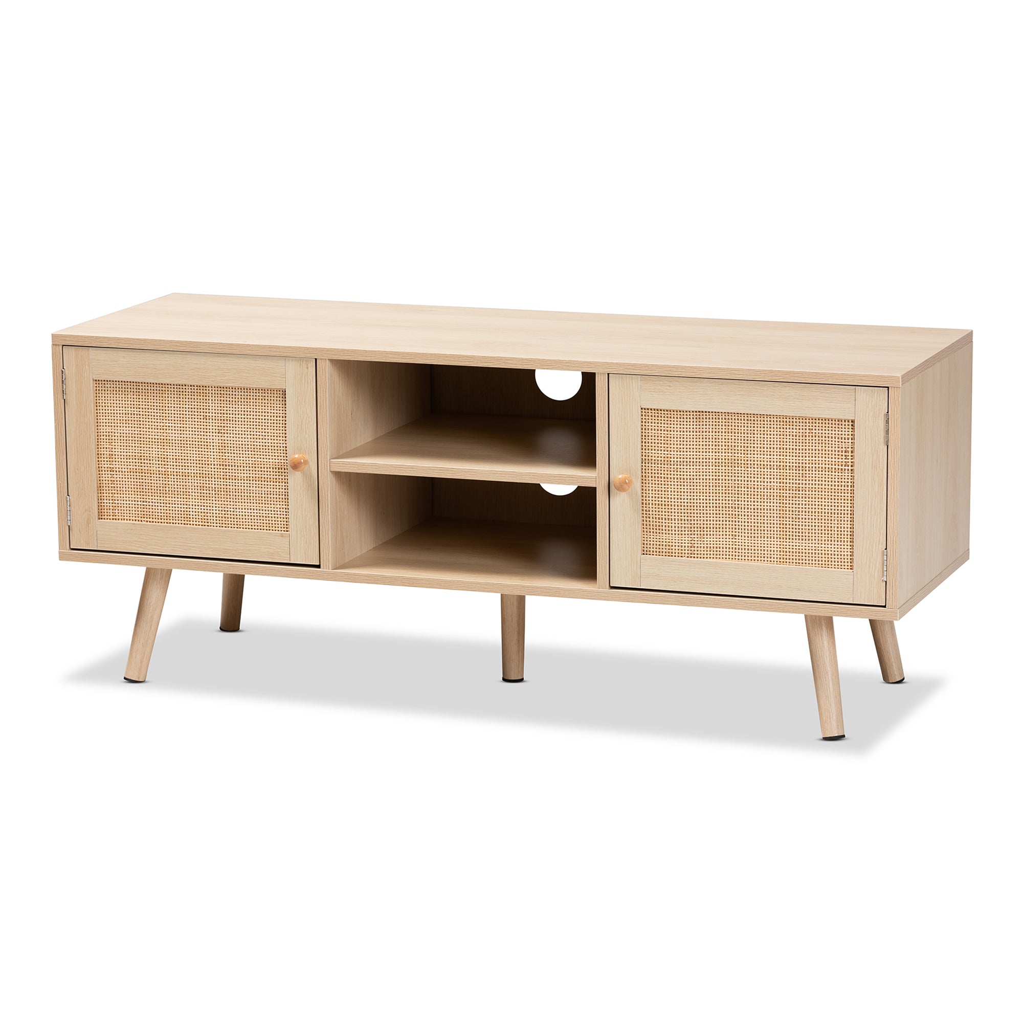 Sebille Mid-Century Modern Finished Wood 2-Door TV Stand