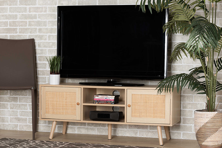Sebille Mid-Century Modern Finished Wood 2-Door TV Stand