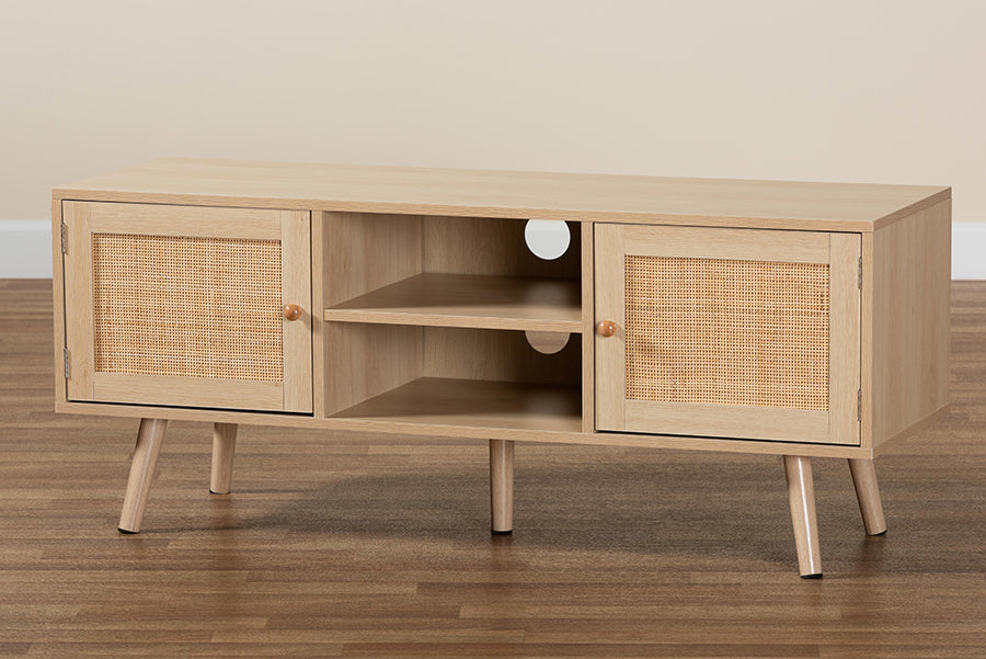Sebille Mid-Century Modern Finished Wood 2-Door TV Stand