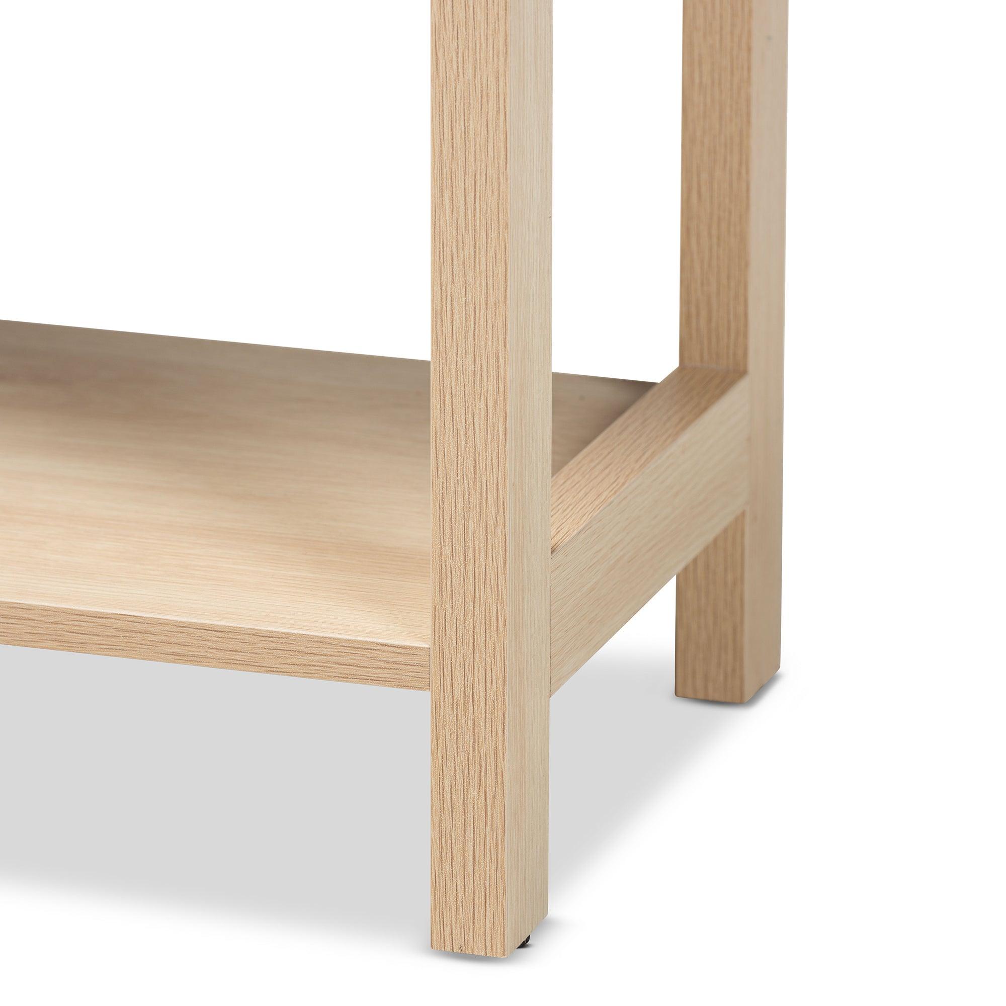Sebille Mid-Century Modern Light Finished Wood 2-Drawer Console Table