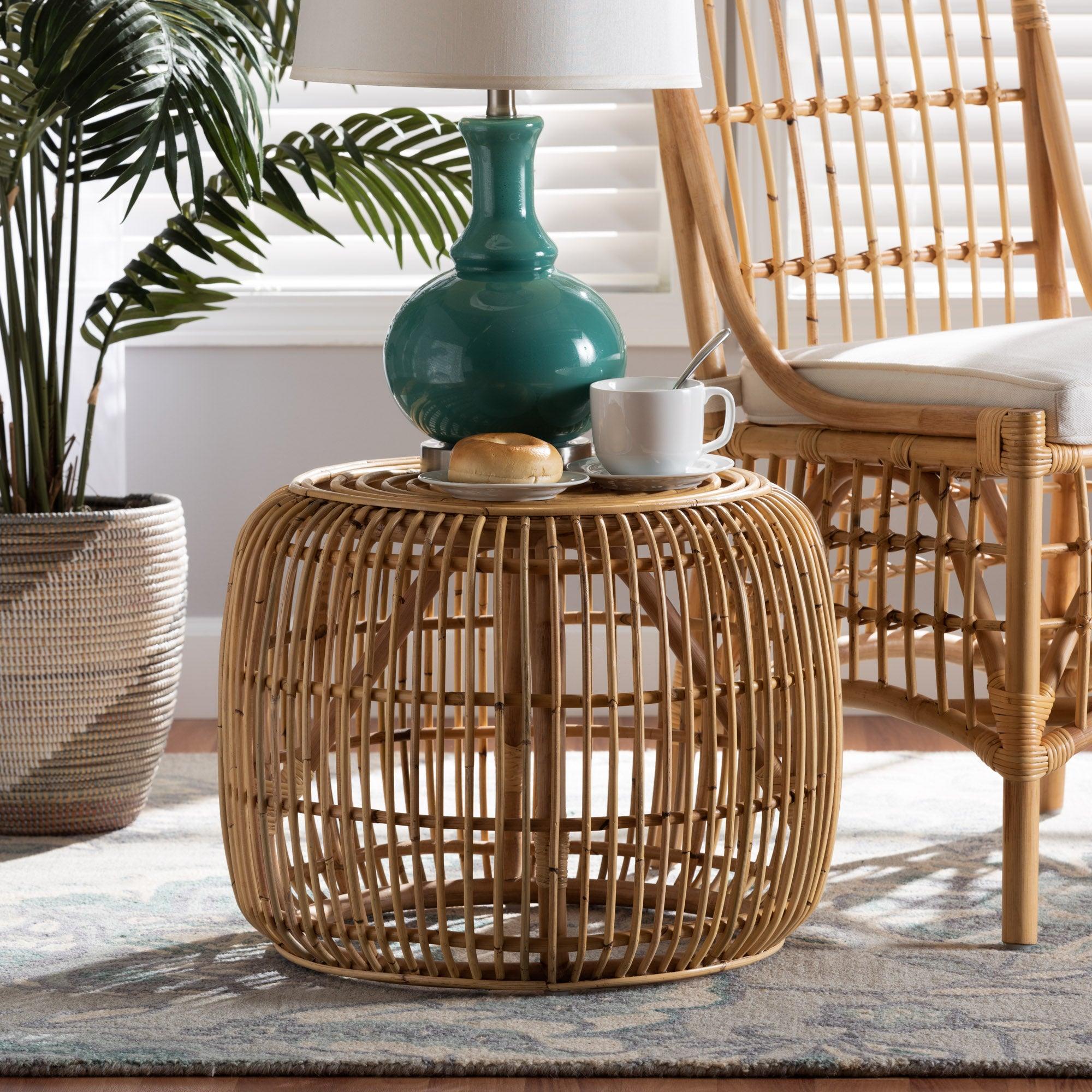 bali & pari Maverick Modern Bohemian Rattan End table