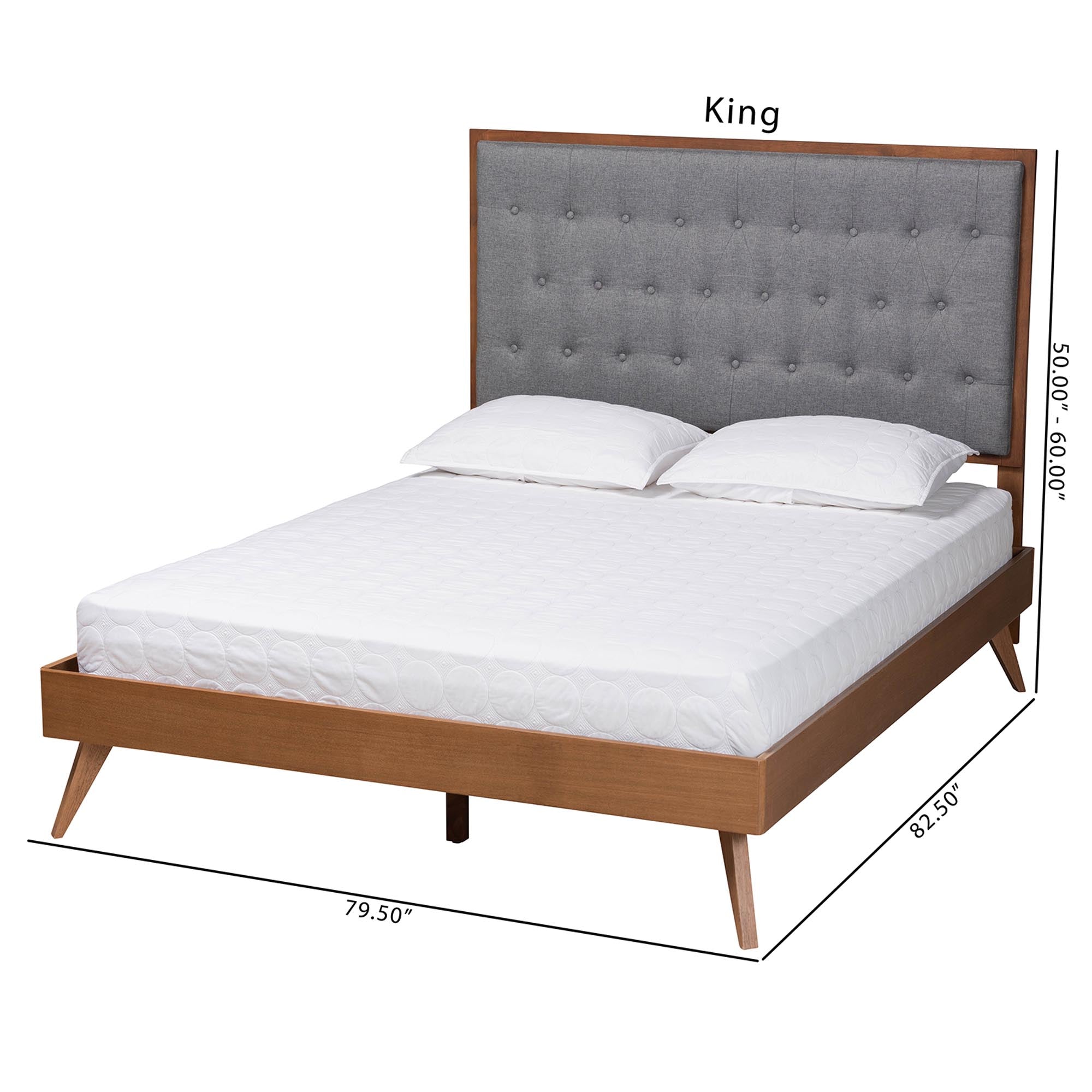 Dericia Classic and Traditional Fabric and Finished Wood Platform Bed