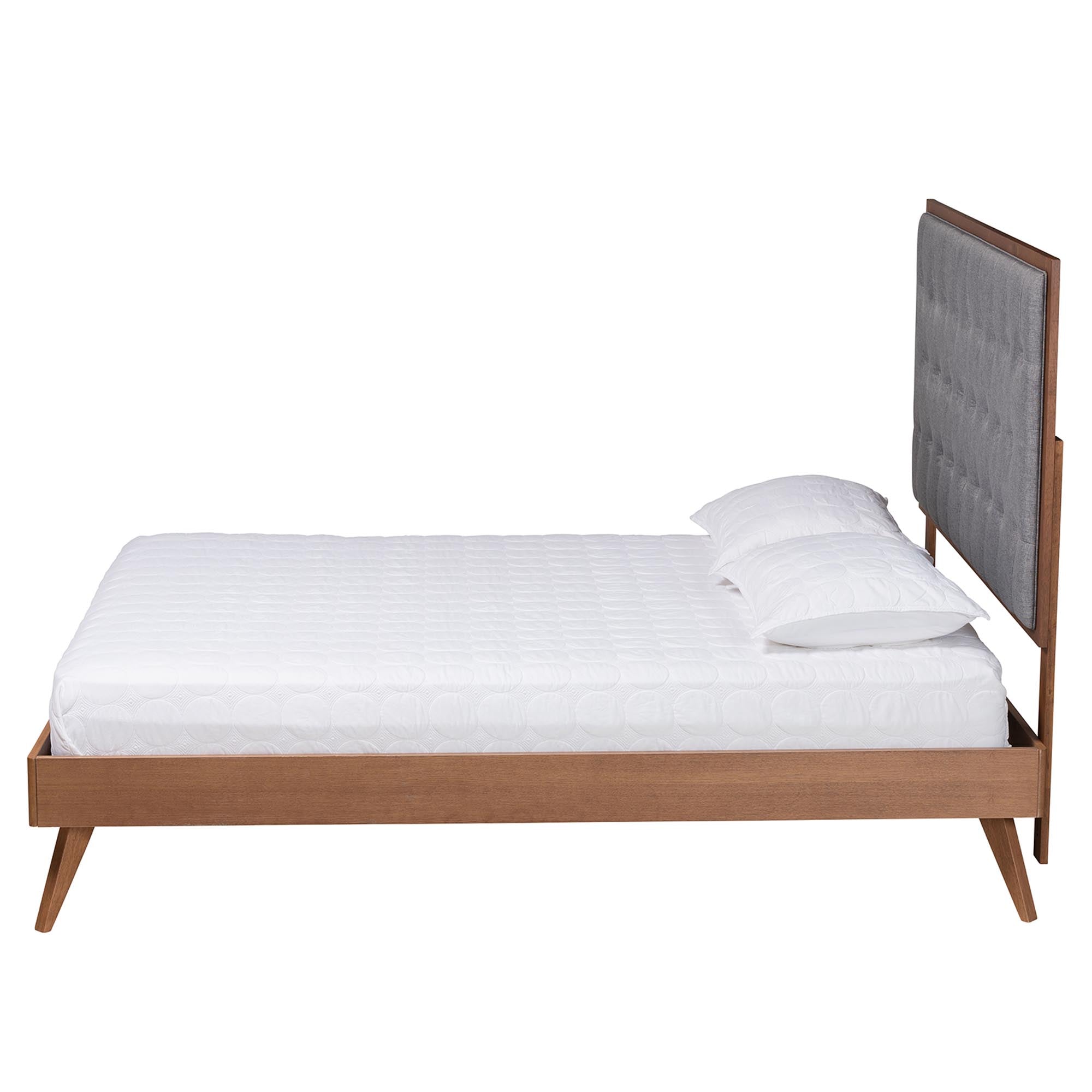 Dericia Classic and Traditional Fabric and Finished Wood Platform Bed