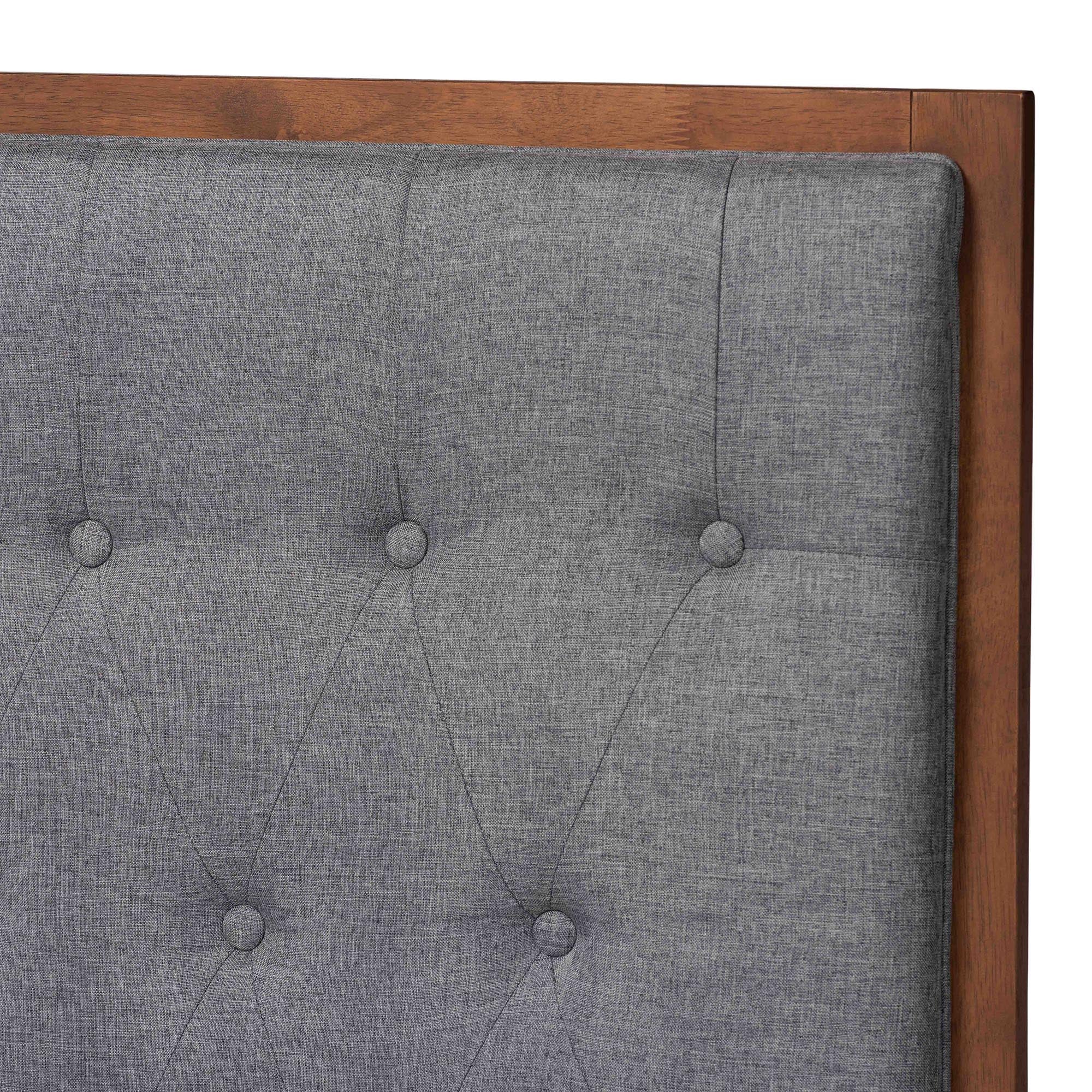 Dericia Classic and Traditional Fabric and Finished Wood Platform Bed